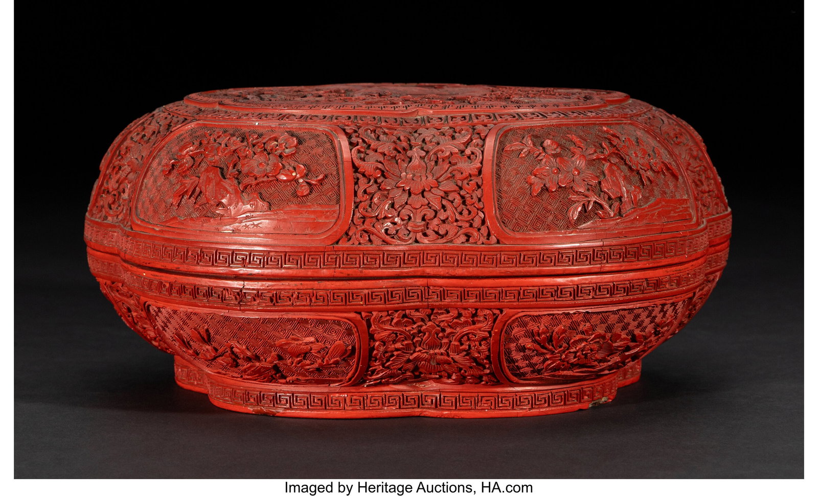 A Chinese Cinnabar Lacquer Covered Box, 18th/19t (1 of 4)