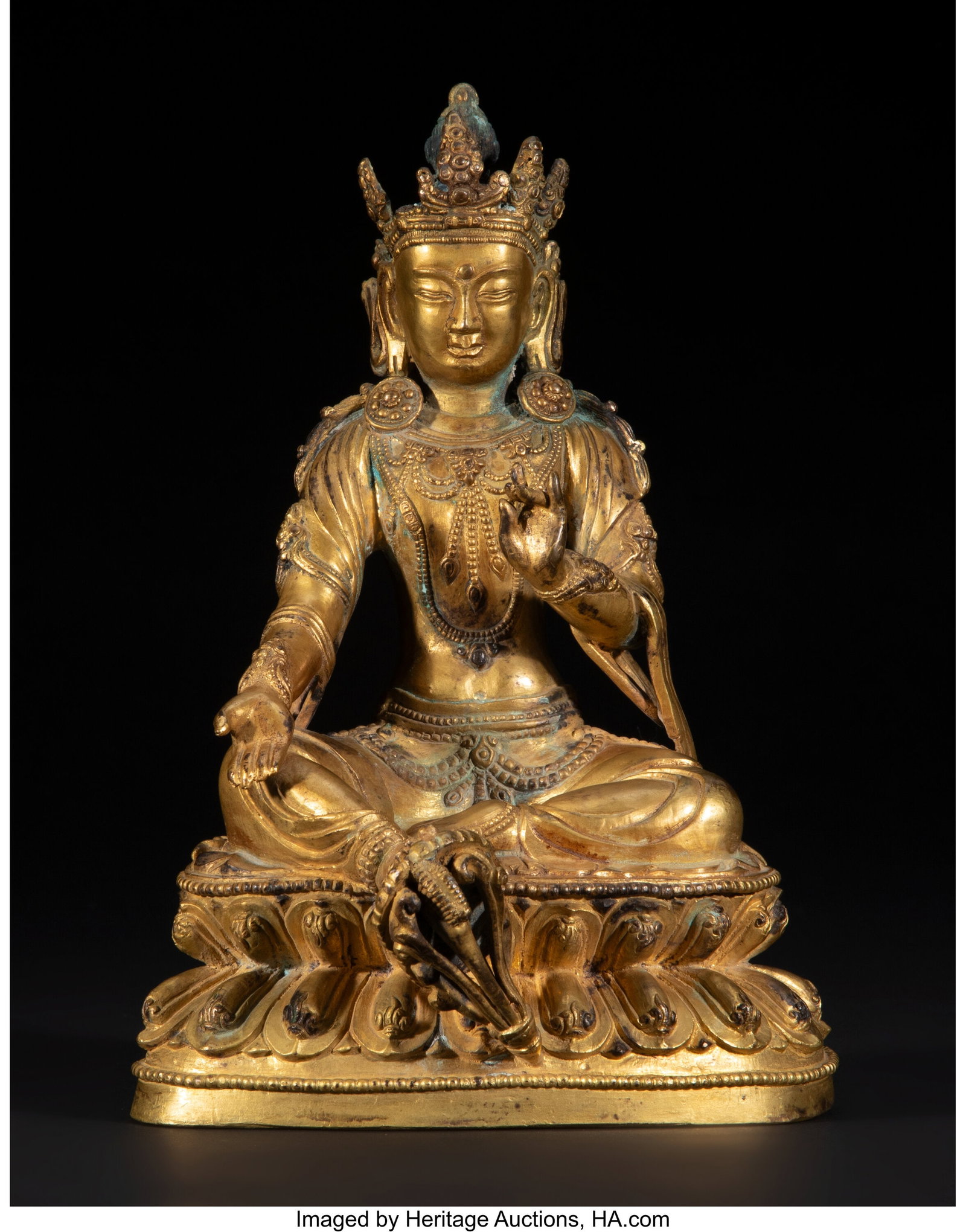 A Sino-Tibetan Gilt Bronze Figure of a Bodhisatt (1 of 4)