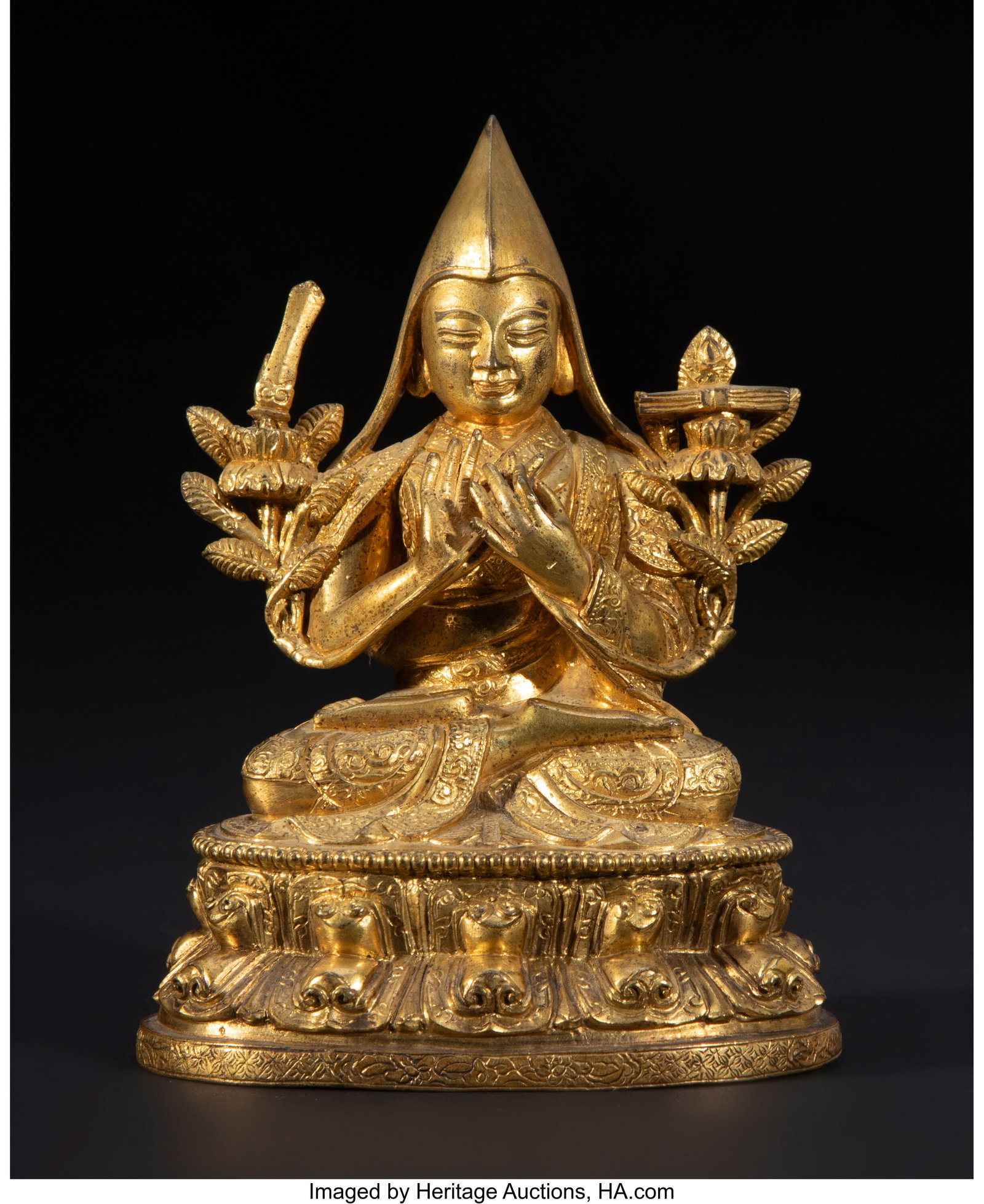 A Sino-Tibetan Gilt Bronze Seated Figure of Je T (1 of 4)