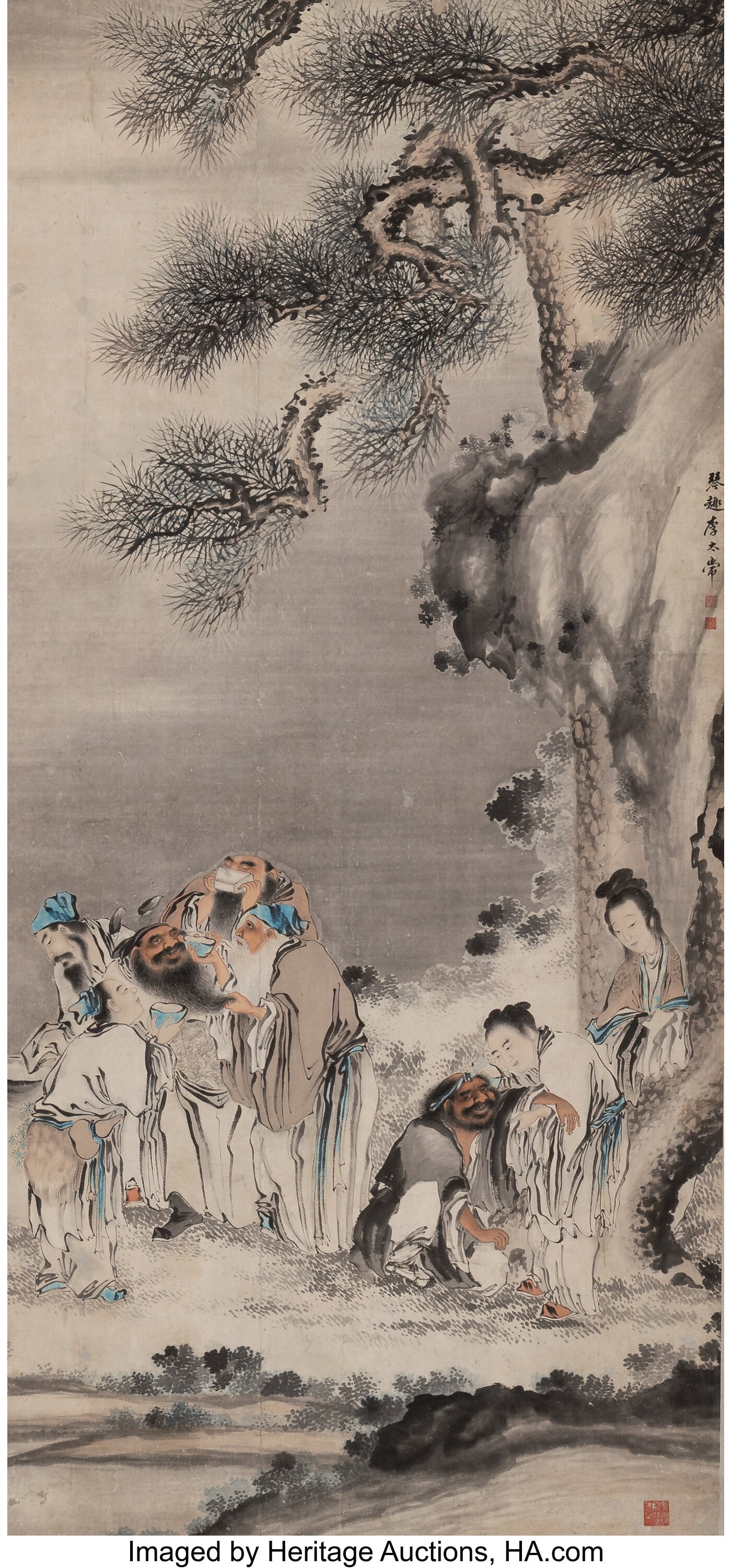After Li Shizhuo (Chinese, 1687-1770) The Eight : After Li Shizhuo (Chinese, 1687-1770) The Eight Immortals, late 19th century Ink and color on paper 111 x 43-5/8 inches (281.9 x 110.8 cm) (overa