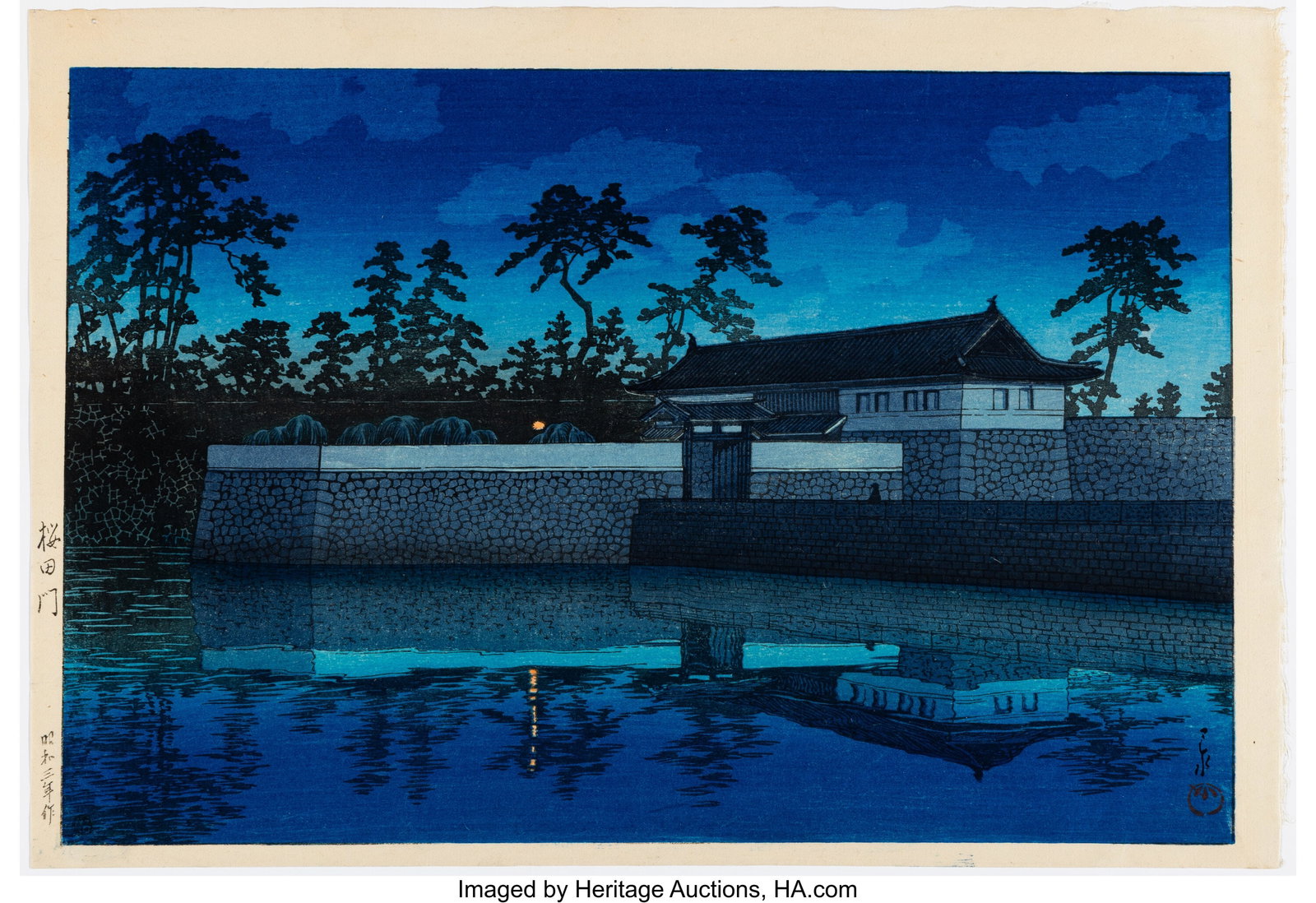 Kawase Hasui (Japanese, 1883-1957) Sakurada Gate: Kawase Hasui (Japanese, 1883-1957) Sakurada Gate (Sakurada mon), from the series Twenty Views of Tokyo (Tokyo Nijukkei), Showa 3 (1928) Woodbl