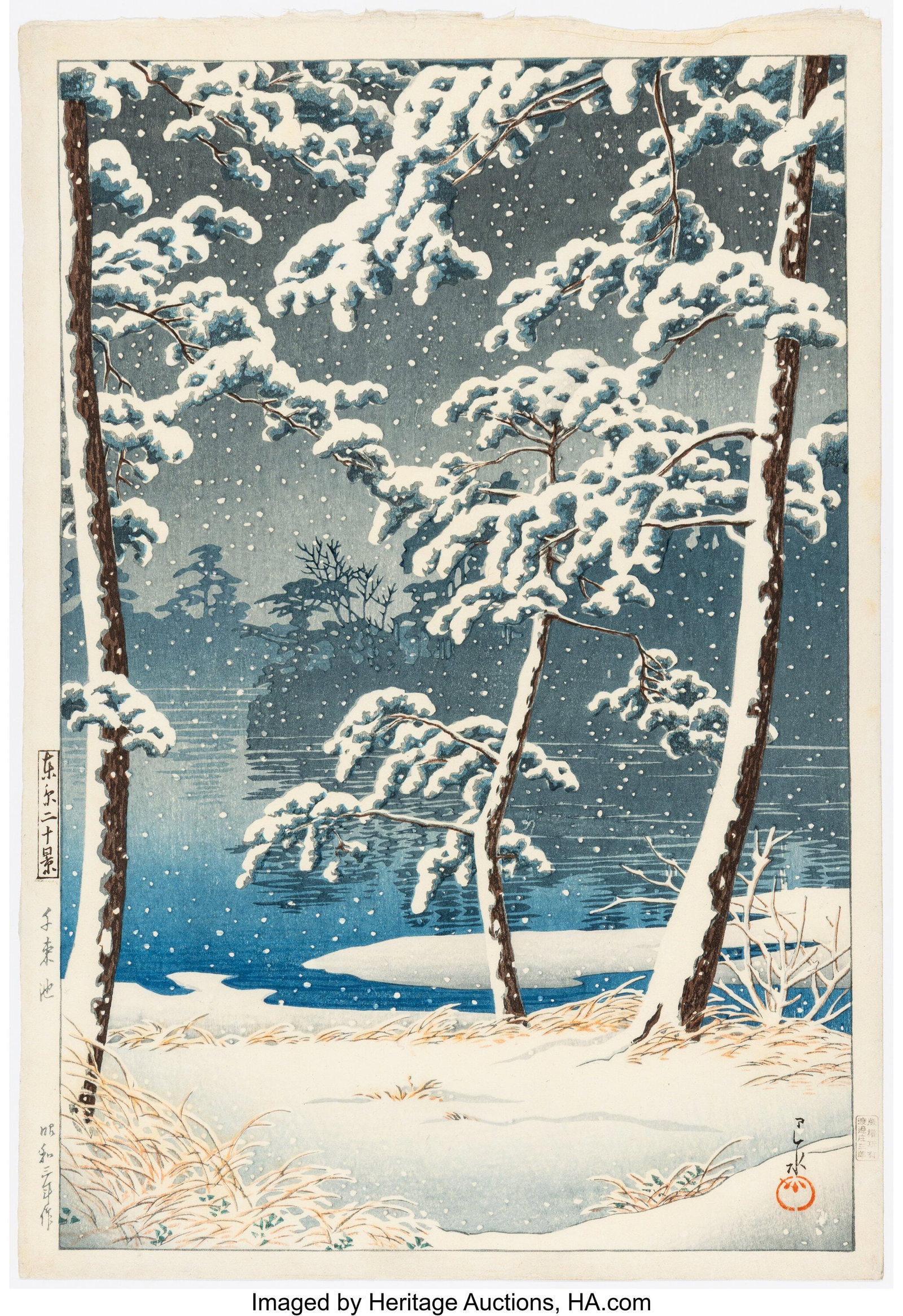 Kawase Hasui (Japanese, 1883-1957) Senzoku Pond : Kawase Hasui (Japanese, 1883-1957) Senzoku Pond (Senzokuike), from the series Twenty Views of Tokyo (Tokyo nijukei), Showa 3 (1928) Woodblock 
