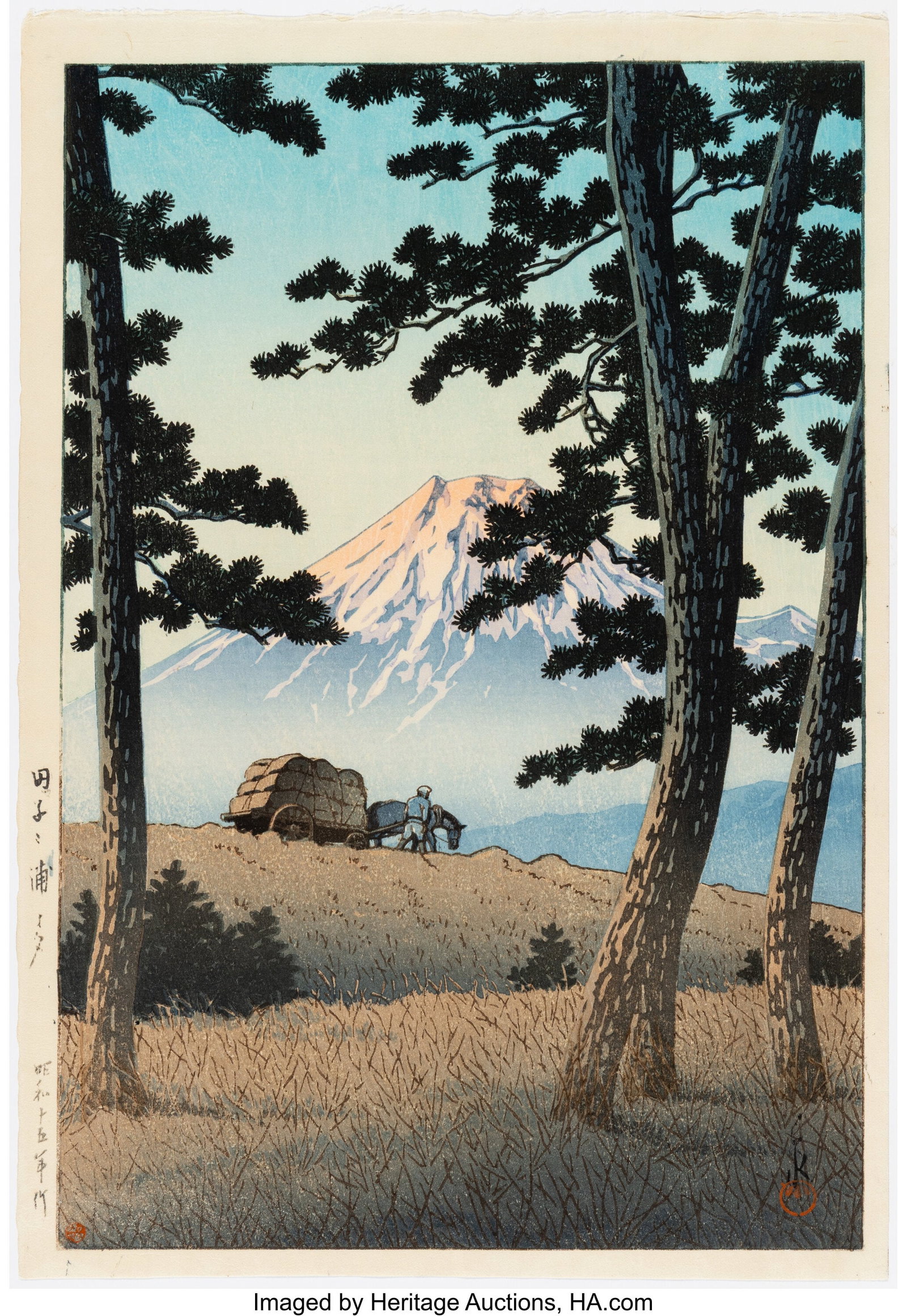 Kawase Hasui (Japanese, 1883-1957) Dusk at Tagon: Kawase Hasui (Japanese, 1883-1957) Dusk at Tagonoura Beach (Tagonoura no yu), from the series Selection of Views of the Tokaido, Showa 15 (1940) Woodblo