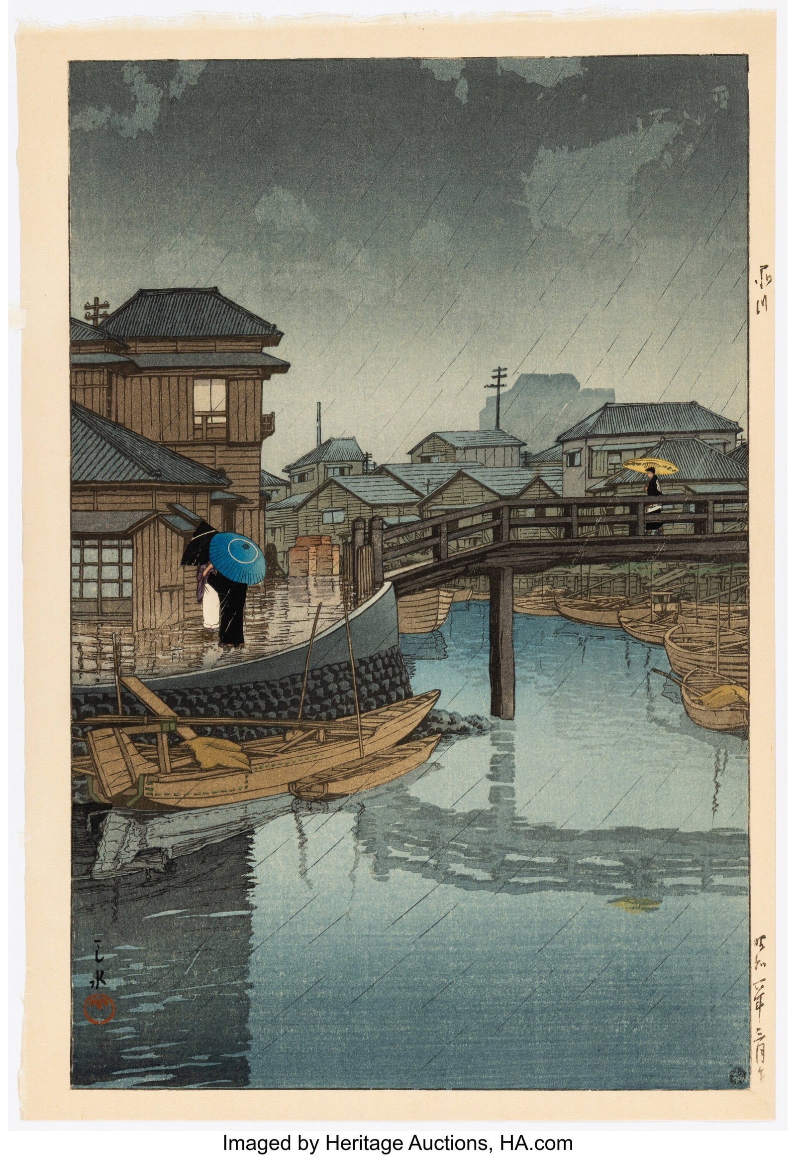 Kawase Hasui (Japanese, 1883-1957) Shinagawa, fr: Kawase Hasui (Japanese, 1883-1957) Shinagawa, from the series Selected Views of the Tokaido Road (Tokaido fukei senshu), Showa 6 (1931) Woodblock print 