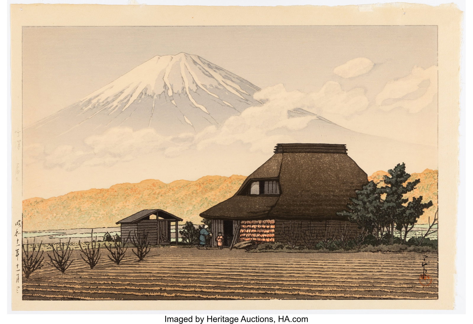 Kawase Hasui (Japanese, 1883-1957) Mt. Fuji from: Kawase Hasui (Japanese, 1883-1957) Mt. Fuji from Narusawa (Narusawa no Fuji), Showa 11 (1936) Woodblock print 10-3/8 x 15-1/4 inches (26&p