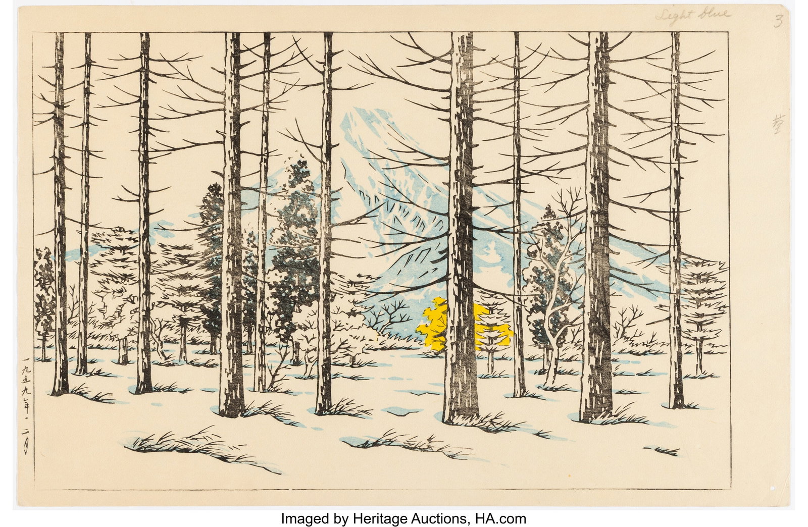 Ito Takashi (Japanese, 1894-1982) Group of Eight: Ito Takashi (Japanese, 1894-1982) Group of Eight Works, Progressive Print Set Mt. Fuji in Mountains (Sanchu no Fuji), 1959 Woodblock print 10-1/4 x 15-