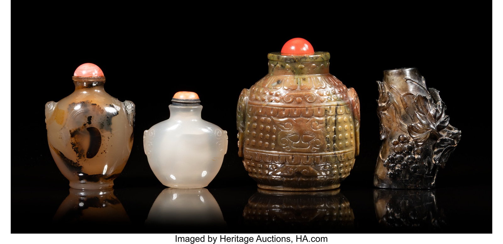 A Group of Four Chinese Carved Agate and Hardsto (1 of 4)