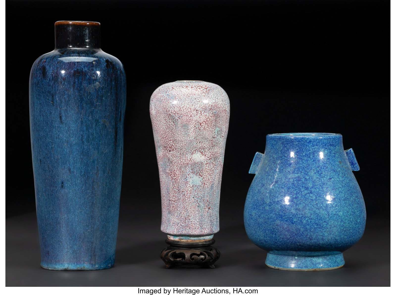 A Group of Three Chinese Glazed Vases, late Qing (1 of 4)