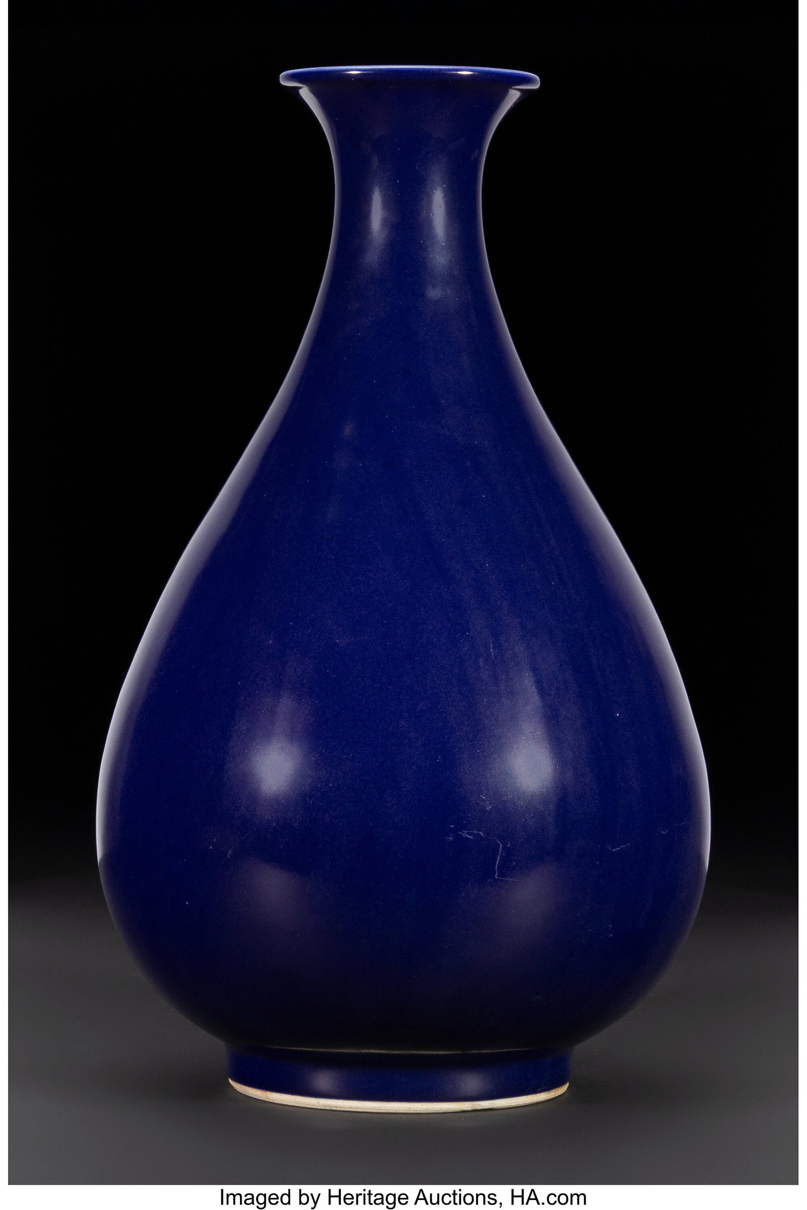 A Chinese Cobalt-Blue Glazed Yuhuchun Vase, 20th (1 of 3)