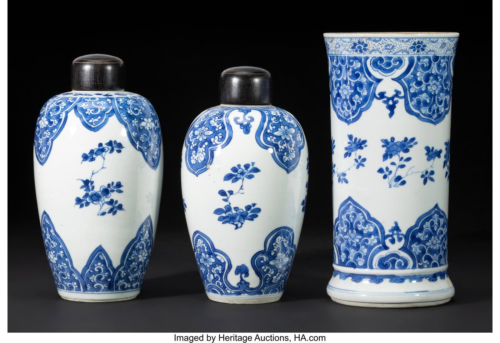 Two Chinese Blue and White Covered Jars and a Va (1 of 4)