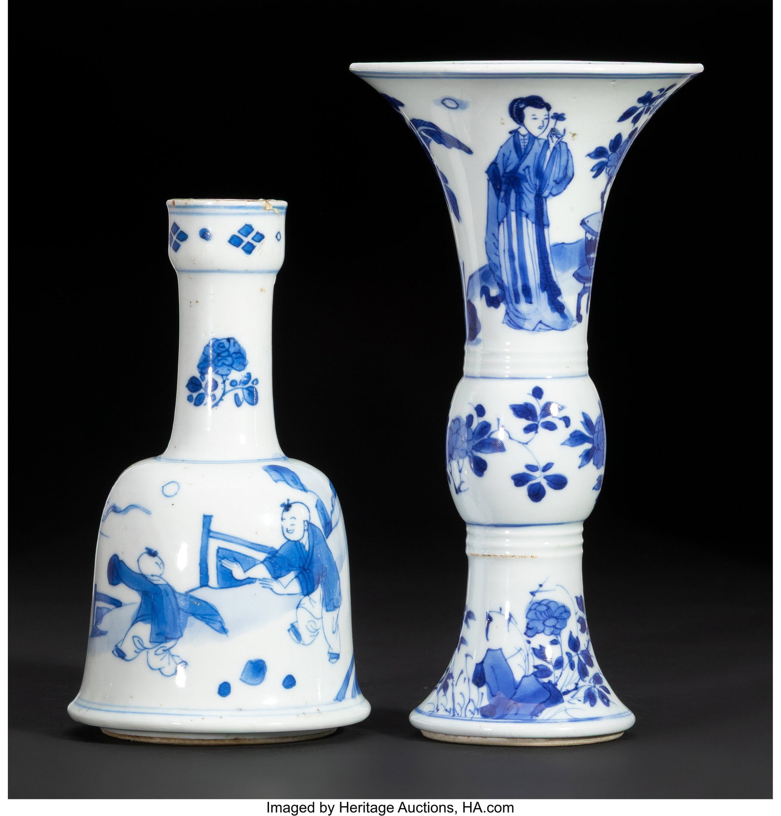 Two Chinese Blue and White Vases, Kangxi period  (1 of 4)