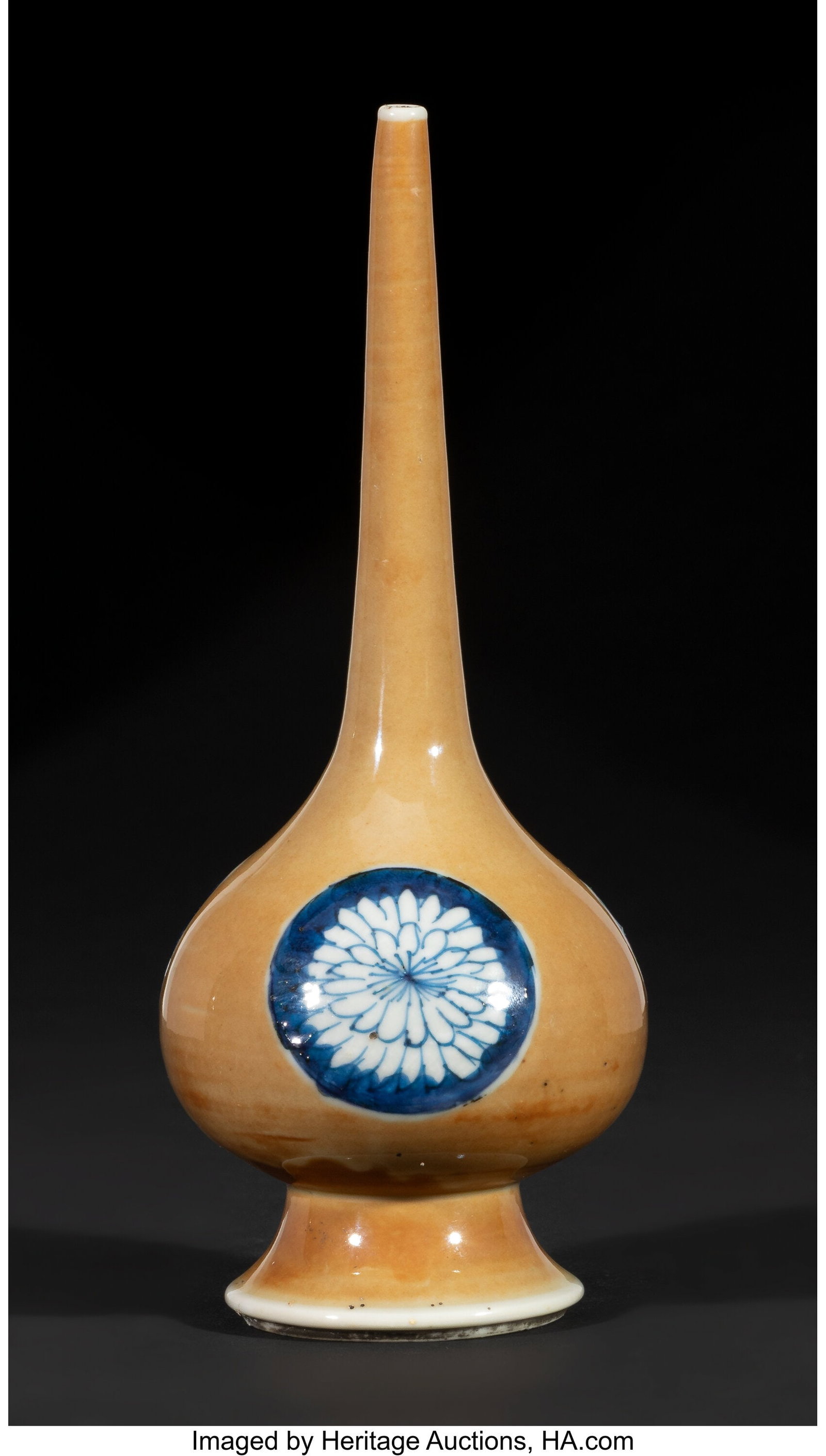 A Chinese Café-au-Lait and Underglaze Blue Rose: A Chinese Café-au-Lait and Underglaze Blue Rose Water Sprinkler, Kangxi period 7-5/8 x 3-1/2 inches (19.4 x 8.9 cm) (diam.) made for the i