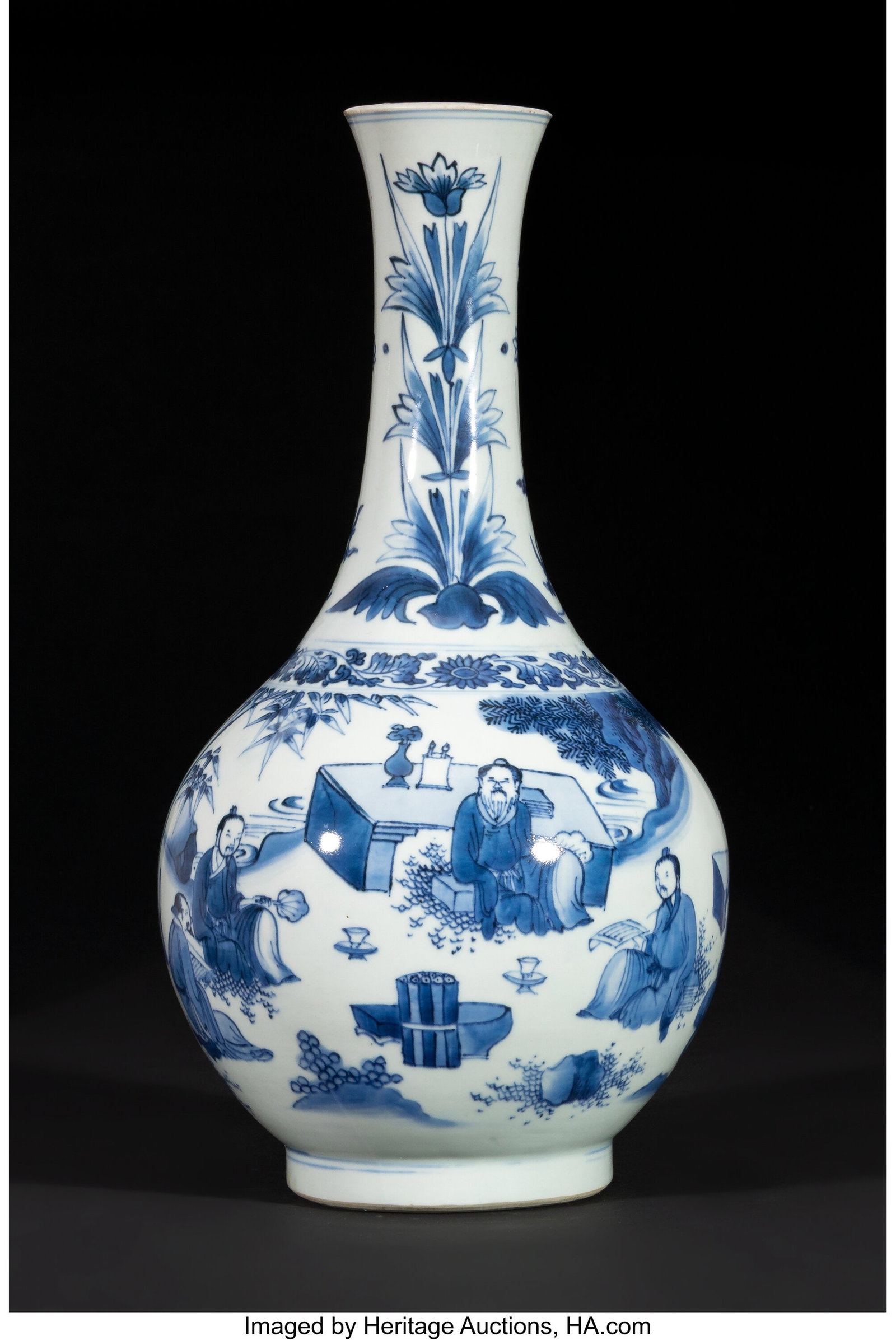 A Chinese Blue and White Vase Depicting Scholars (1 of 4)
