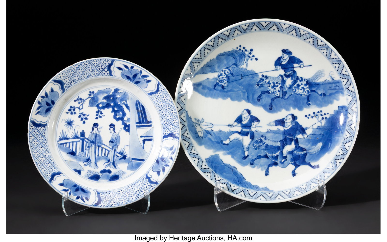 Two Chinese Blue and White Dishes, Kangxi mark a (1 of 2)