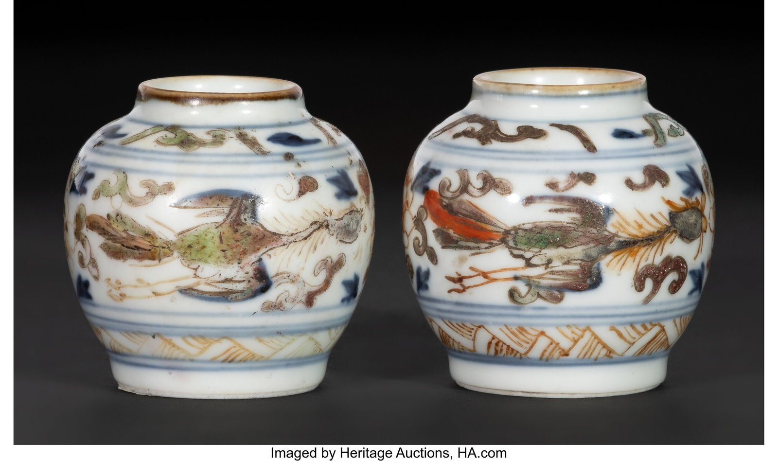 A Pair of Chinese Wucai Enameled Miniature Jarle (1 of 2)