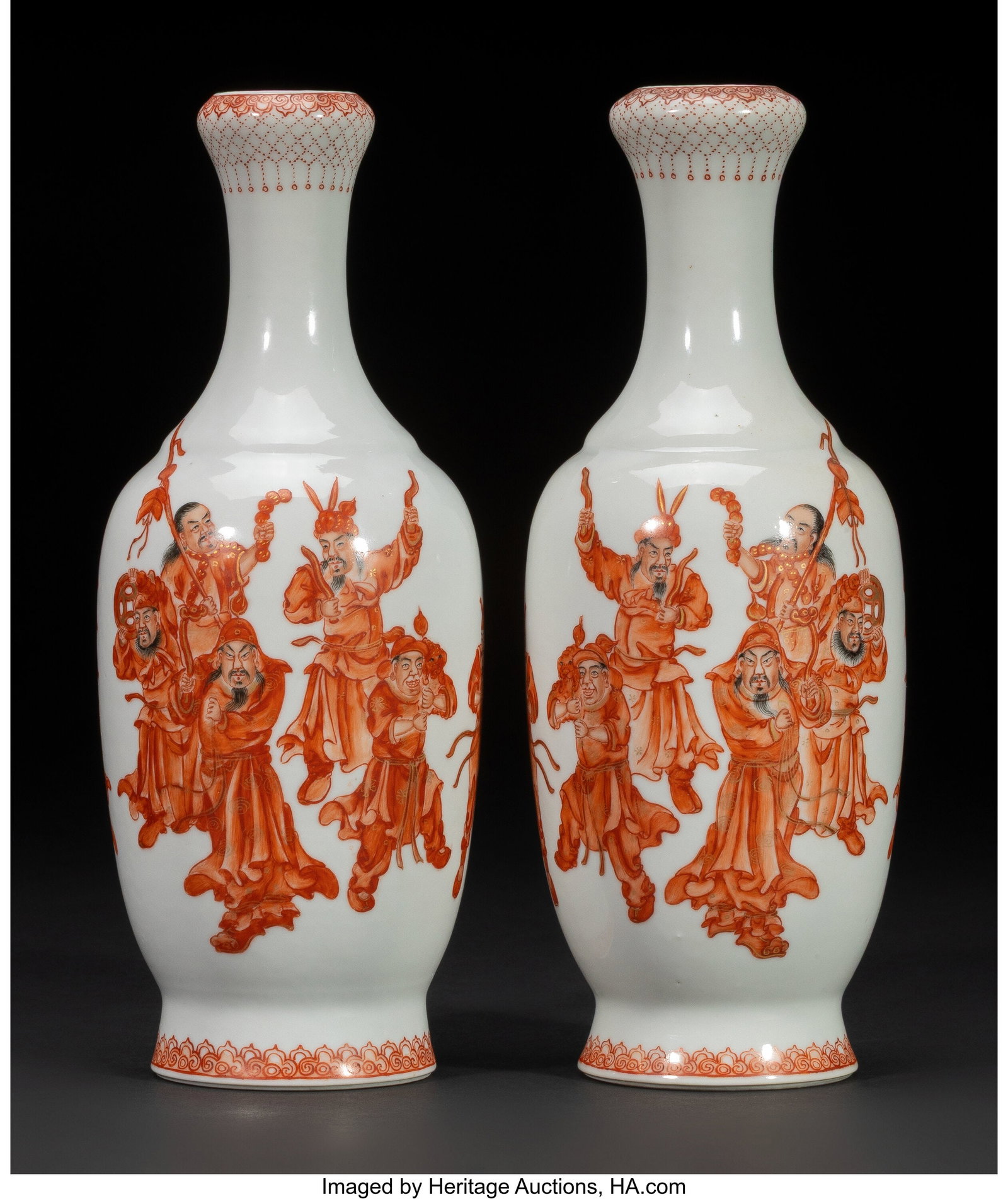 A Pair of Chinese Gilt and Iron-Red Decorated Ga (1 of 3)