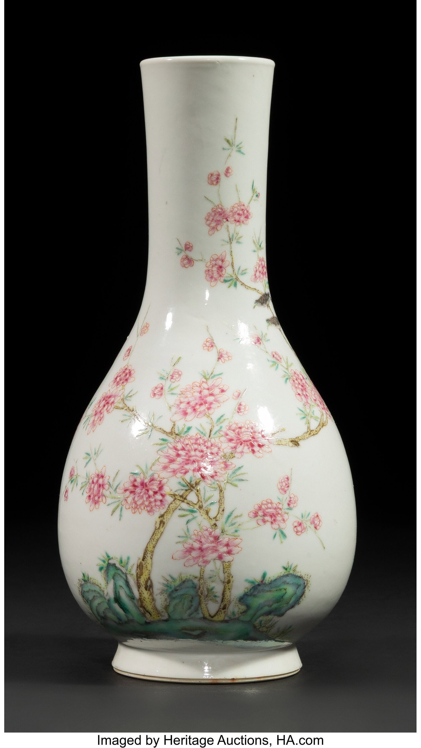 A Chinese Famille Rose Long-Neck Vase, Republic  (1 of 4)