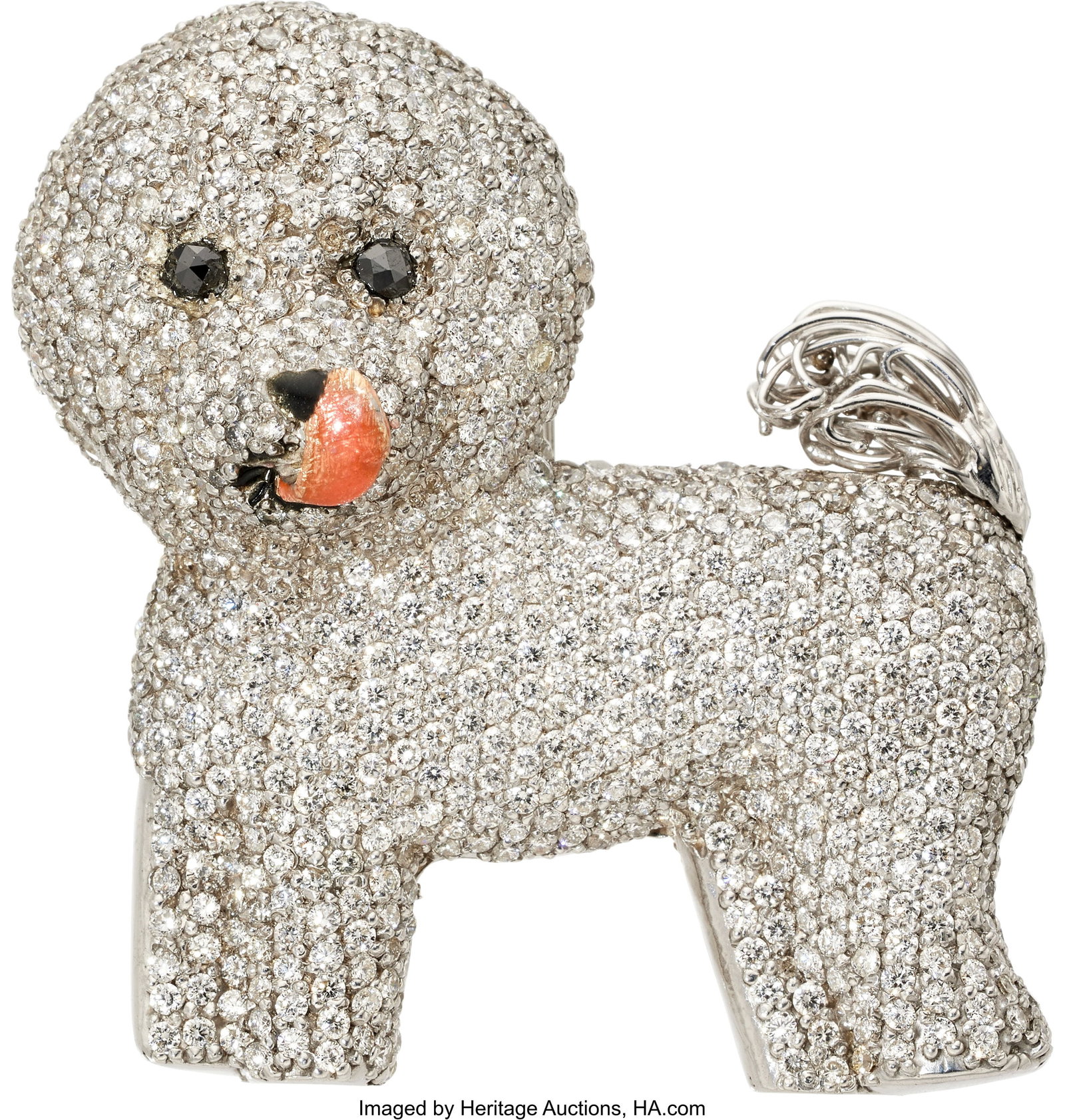 Maldonado Diamond, Colored Diamond, Enamel, Gold: Maldonado Diamond, Colored Diamond, Enamel, Gold, Sterling Silver Pendant-Brooch Stones: Full-cut diamonds weighing a total of approximately 5.50 carats; chec