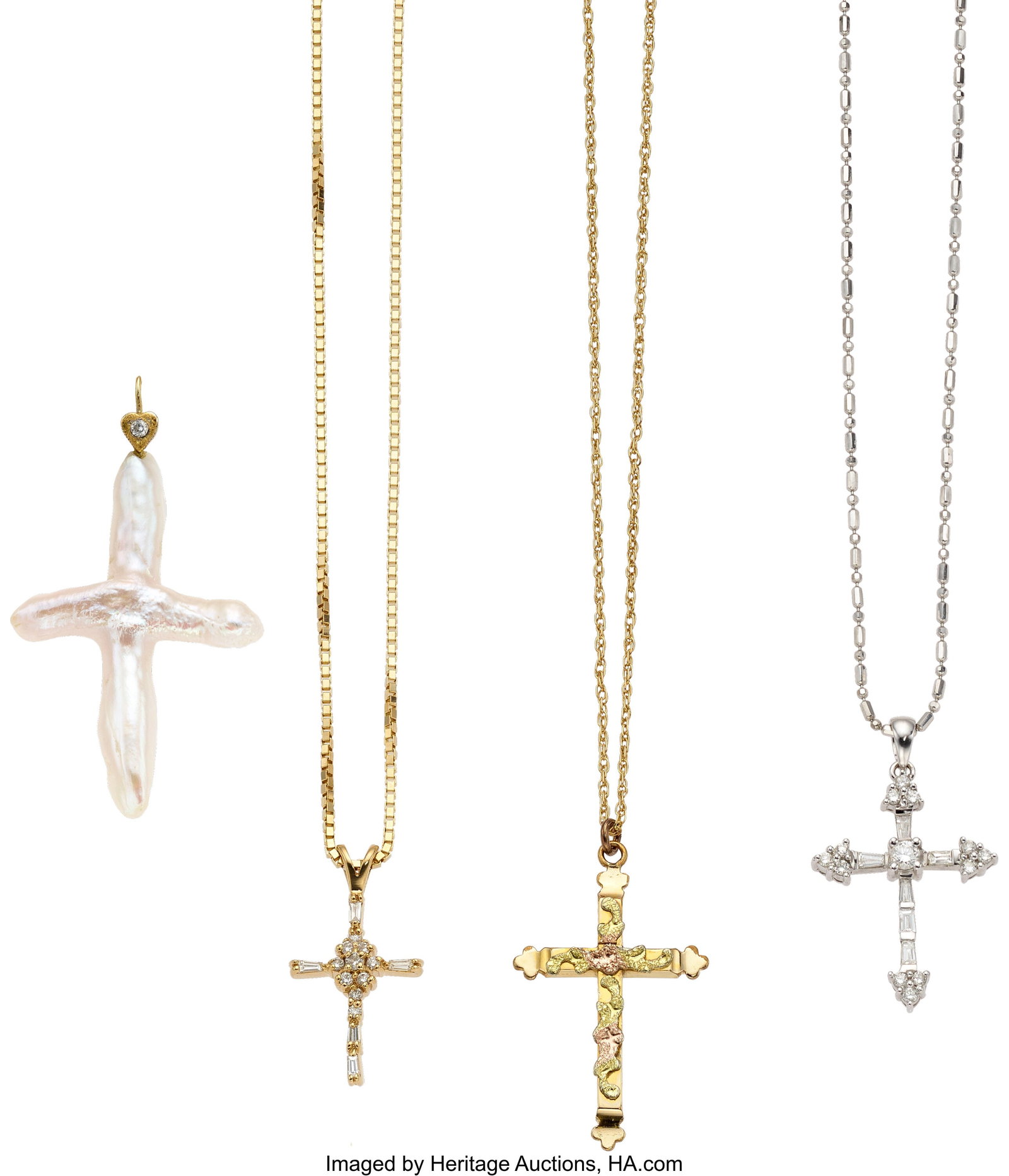 Diamond, Freshwater Cultured Pearl, Gold Pendant (1 of 1)