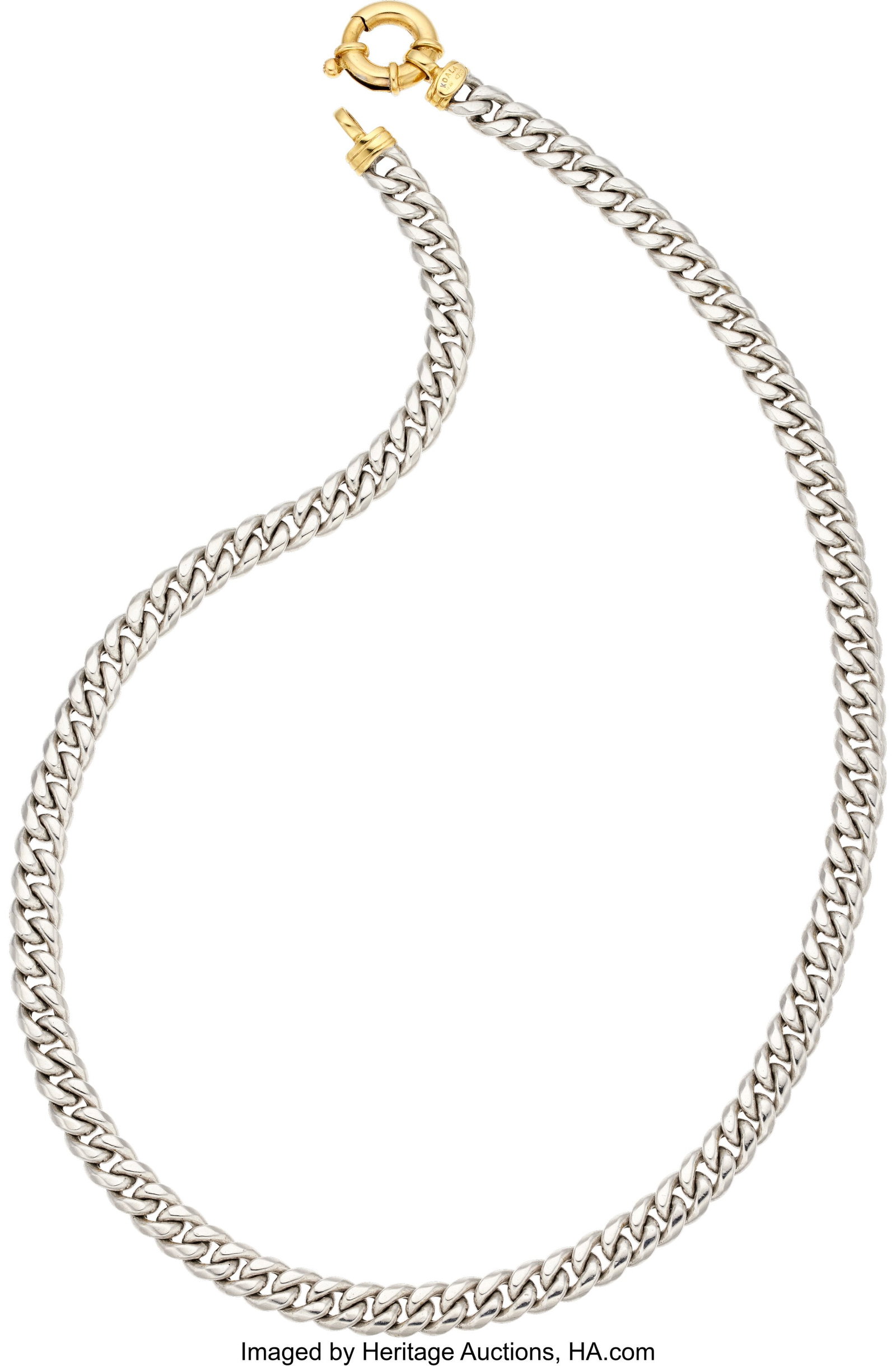 Koala Preziosi Platinum, Gold Necklace Metal: P: Koala Preziosi Platinum, Gold Necklace Metal: Platinum and 18k gold Marked: Koala with Italian registry mark Gross Weight: 38.20 grams Dimensions: 18 inches x 1&so