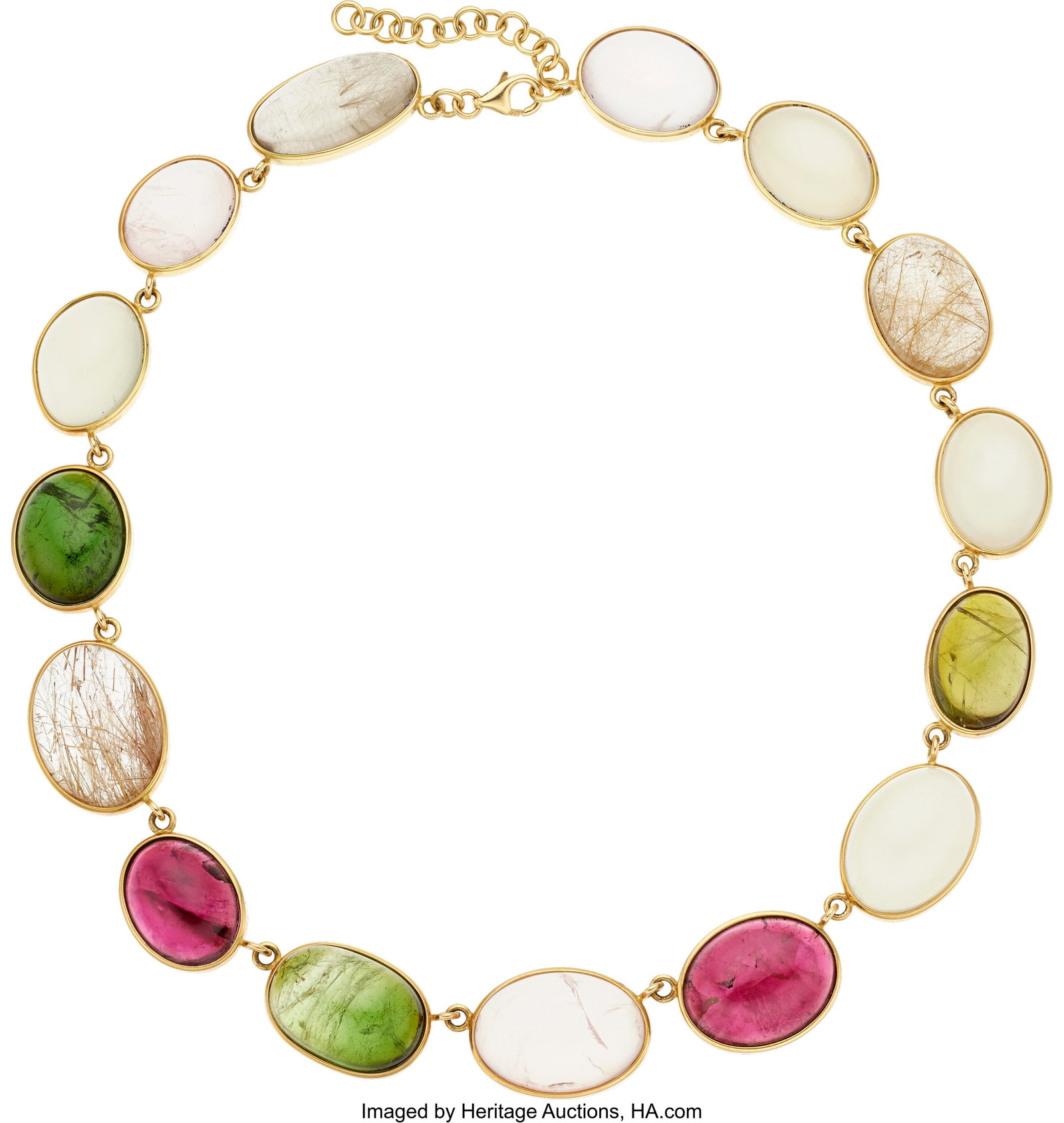 Multi-Stone, Gold Necklace Stones: Pink tourmal (1 of 1)