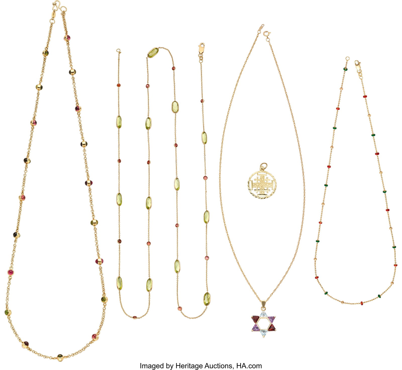 Multi-Stone, Enamel, Gold Pendant-Necklaces Sto (1 of 1)