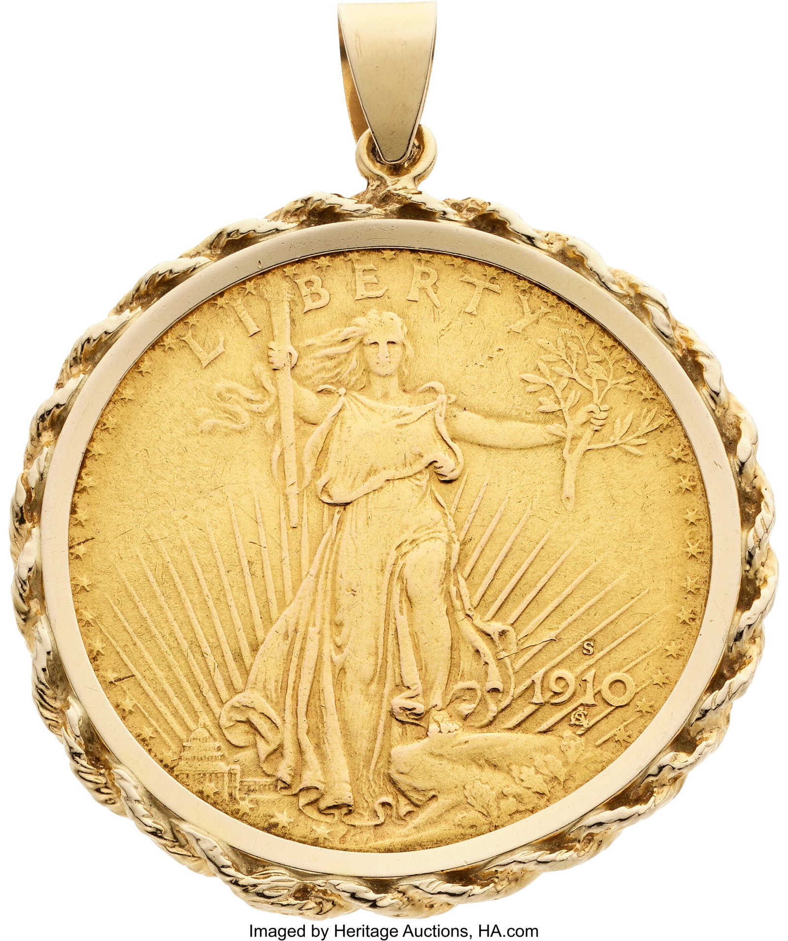 Gold Coin, Gold Pendant Coins: 1910 US 20 dolla (1 of 2)