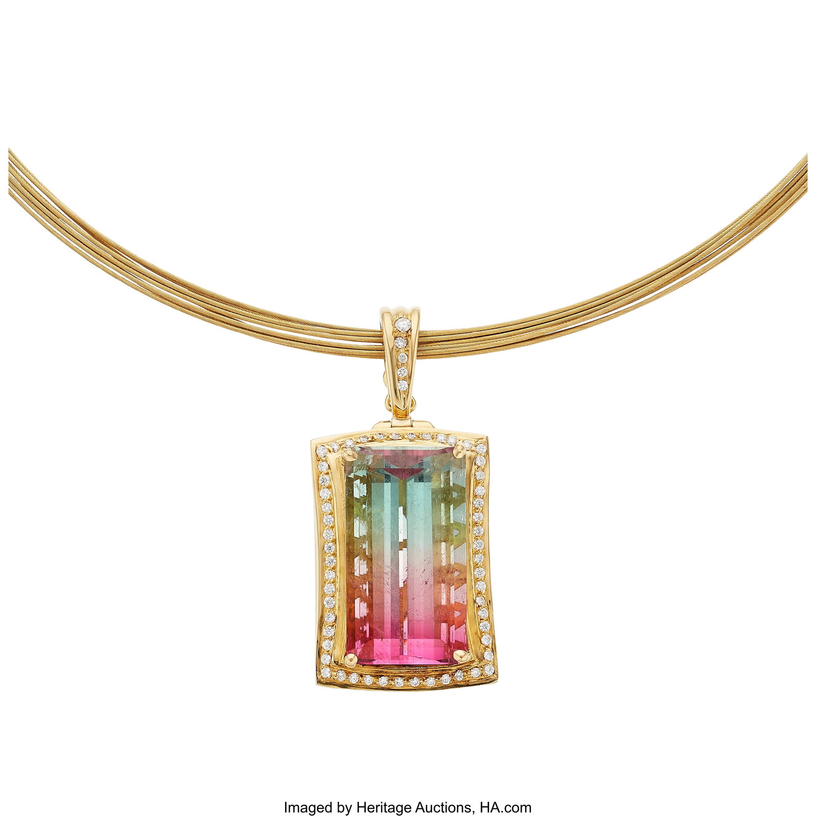 Bi-Color Tourmaline, Diamond, Gold Enhancer-Pend (1 of 2)