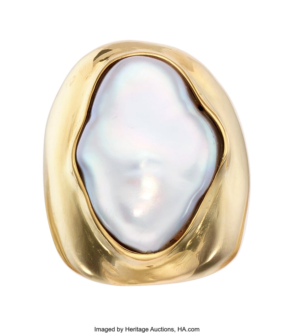 Cultured Pearl, Gold Ring Pearls: Cultured pea (1 of 1)