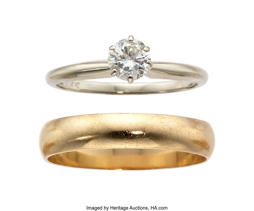 Diamond, Gold Rings Stones: Full-cut diamond we (1 of 1)