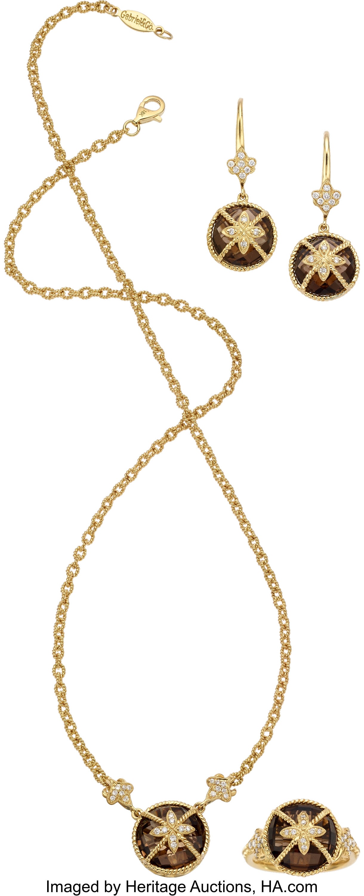 Gabriel & Co. Smoky Quartz, Diamond, Gold Jewelr (1 of 2)