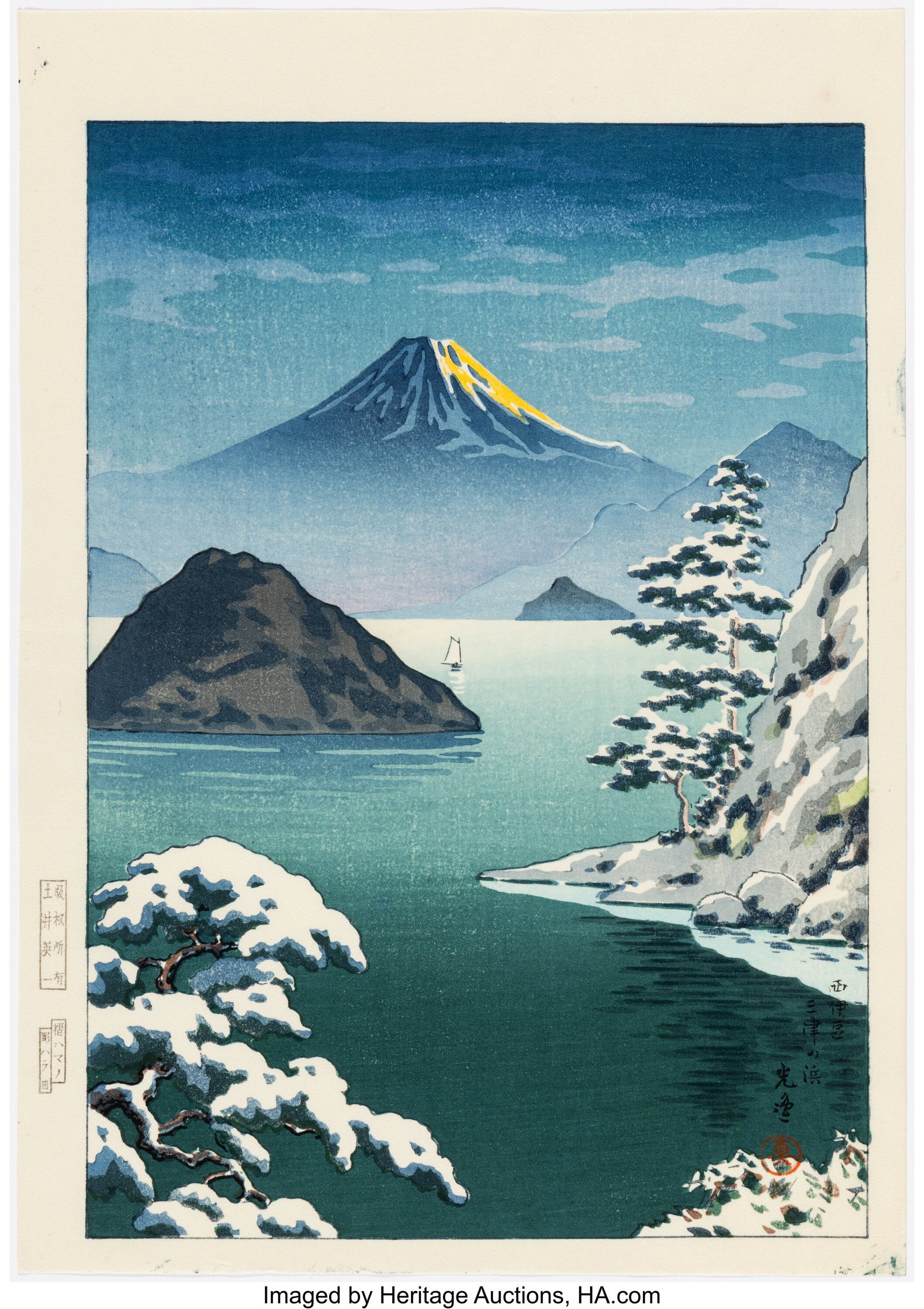 Tsuchiya Koitsu (Japanese, 1870-1949) Four Works: Tsuchiya Koitsu (Japanese, 1870-1949) Four Works, Showa 11 (1936? Woodblock print 11-3/8 x 8-3/4 inches (28.9 x 22.2 cm) (largest sheet&