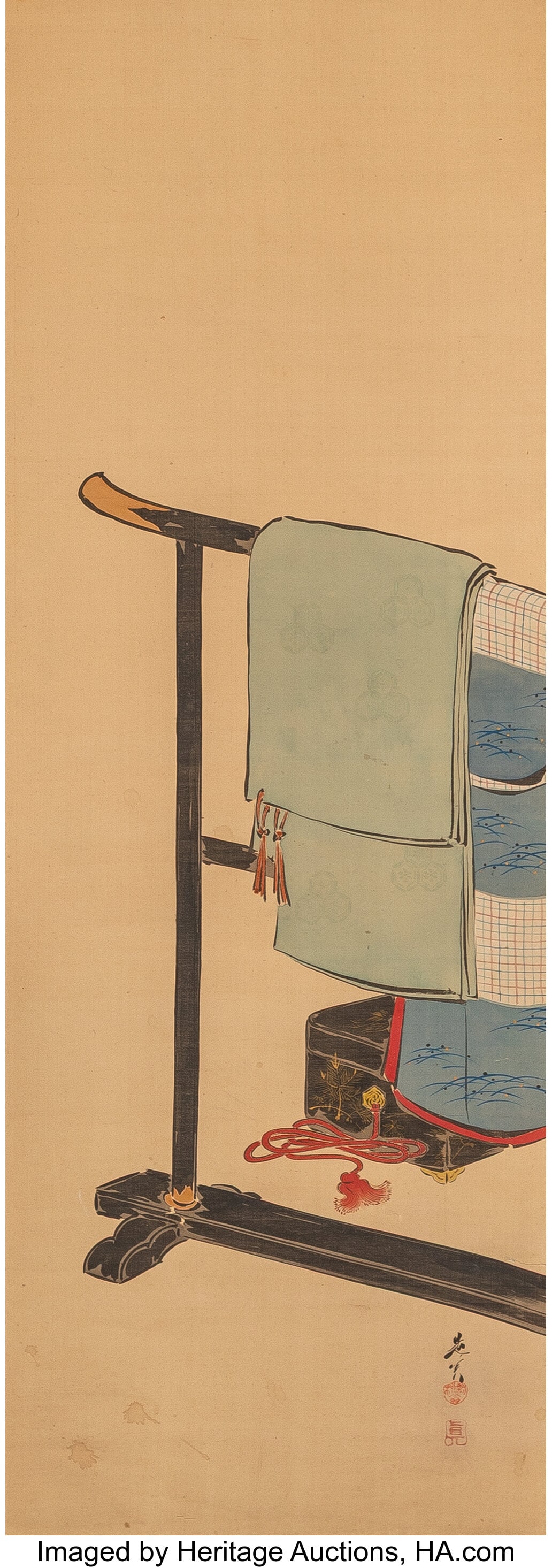 Shibata Zeshin (Japanese, 1807-1891) Tagasode, 1: Shibata Zeshin (Japanese, 1807-1891) Tagasode, 19th century Hanging Scroll; ink and color on silk 59-1/2 x 14-3/8 inches (151.1 x 36.5 cm) &l
