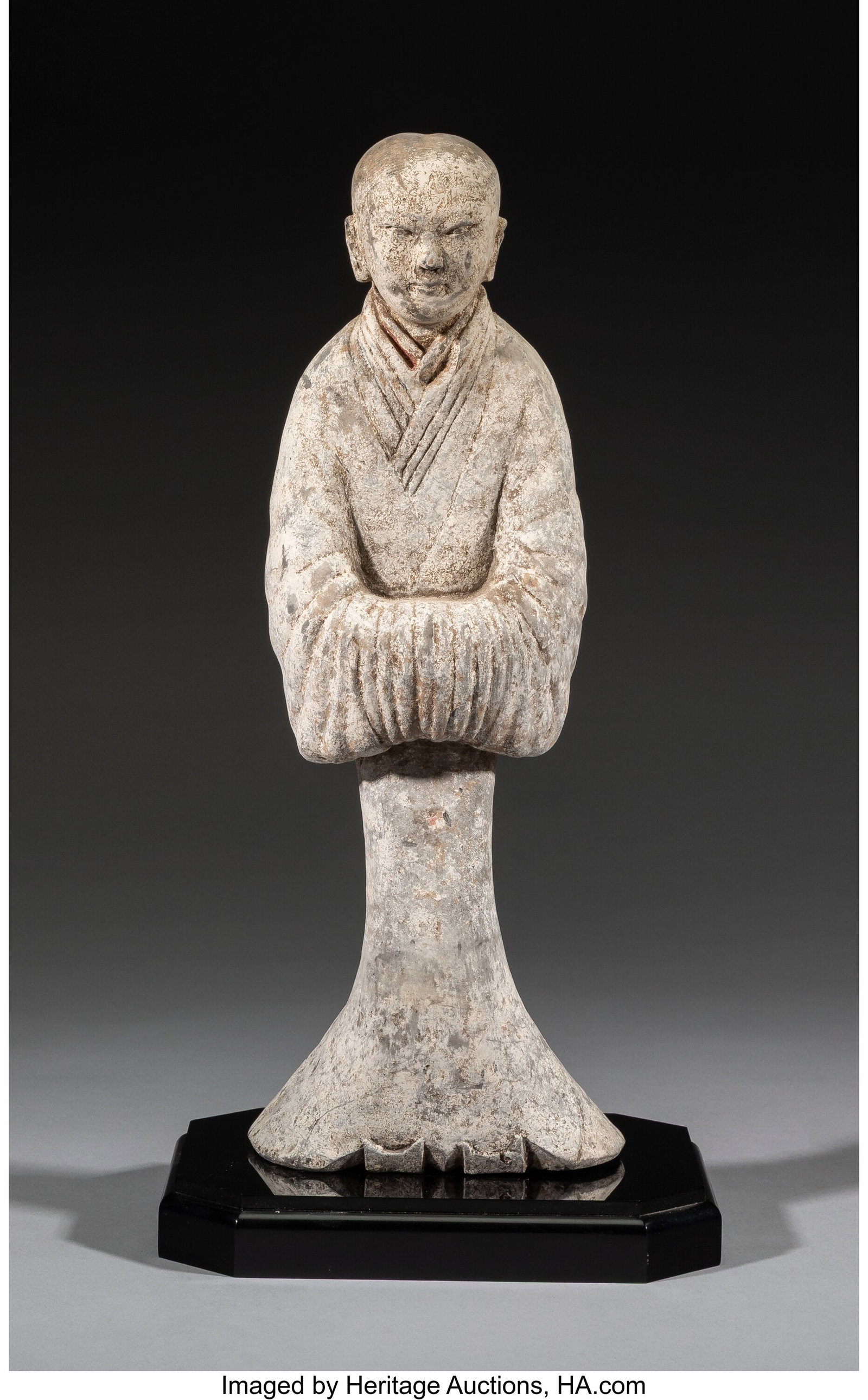 A Chinese Painted Pottery Standing Figure on Sta (1 of 3)