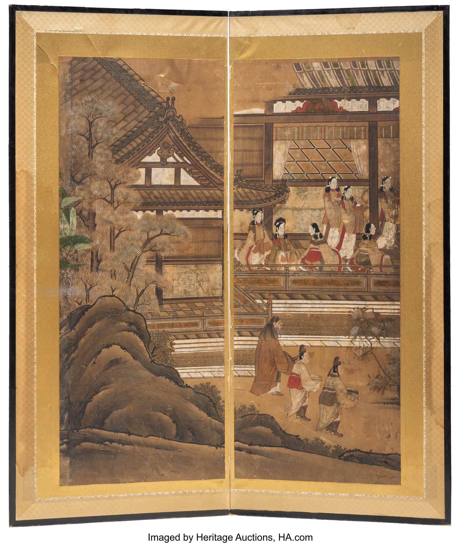A Chinese Two Panel Screen, 20th century 67-1/4  (1 of 2)
