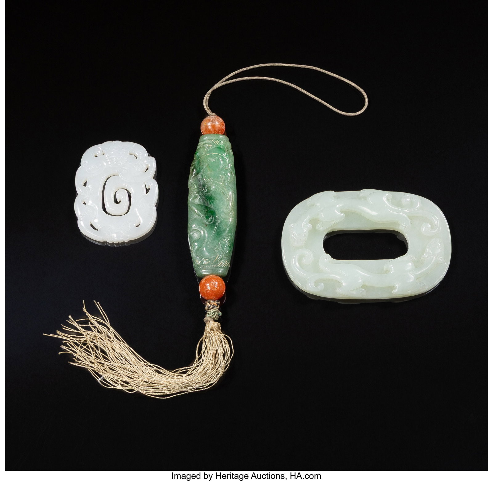 A Group of Three Chinese Carved Jade Pendants 12 (1 of 2)