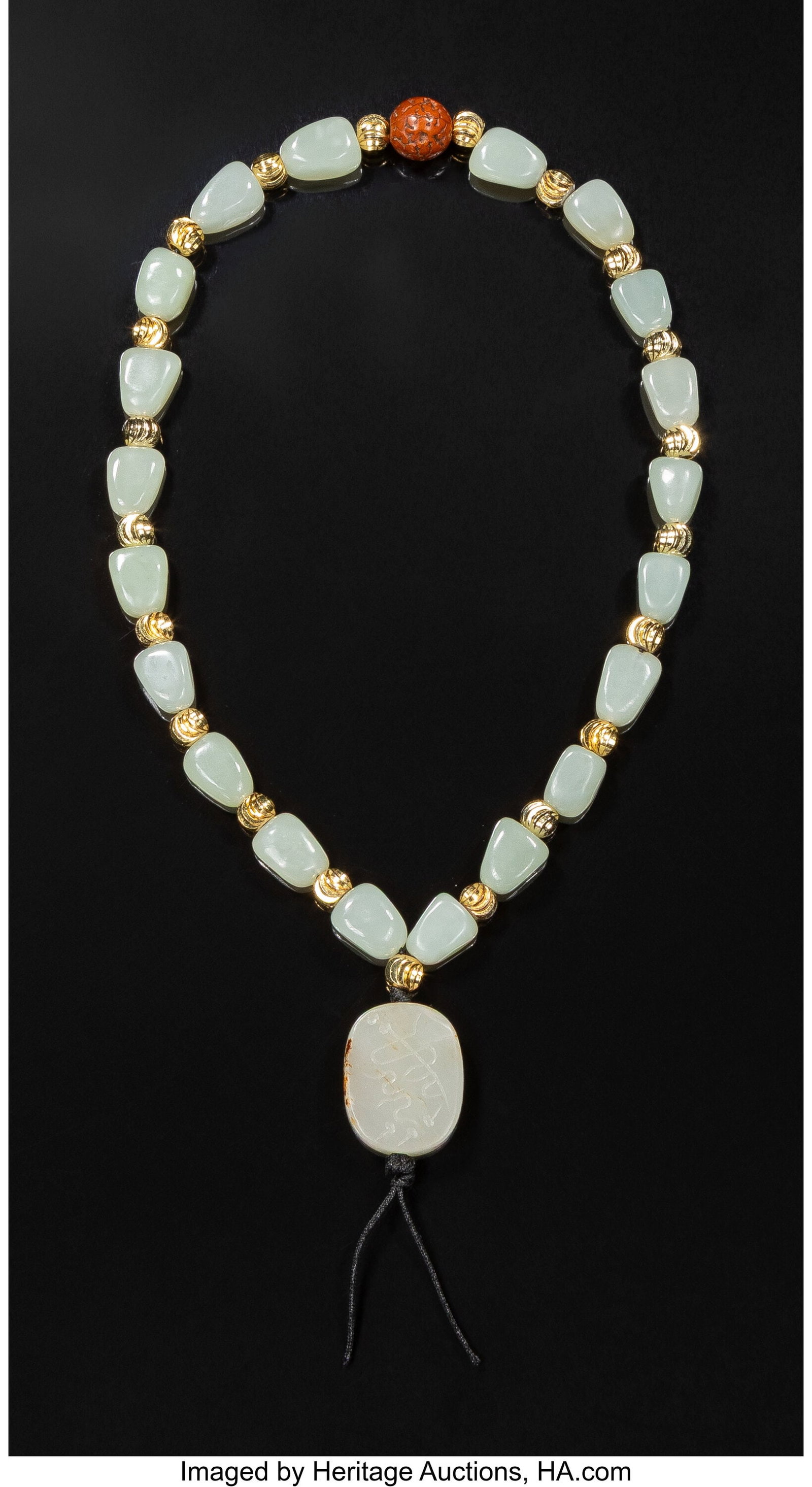 A Chinese Jade Bracelet with Pendant 6-1/2 inche: A Chinese Jade Bracelet with Pendant 6-1/2 inches (16.5 cm) (bracelet) 9 inches (22.9 cm) (overall) HID03101062020 © 2026 Heritage Auctio