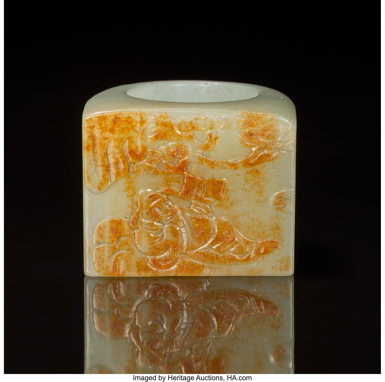 A Chinese Carved Jade Archer's Ring 1-1/8 x 1-1/ (1 of 3)