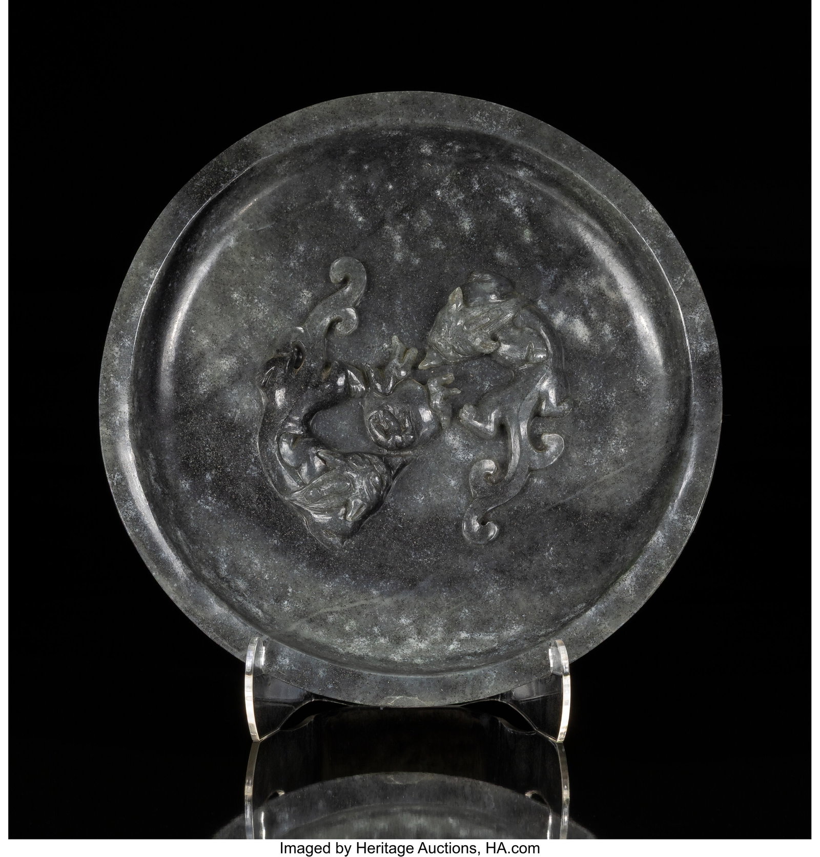 A Chinese Gray Jade Dish 9-1/4 x 9-1/4 x 0-7/8 i: A Chinese Gray Jade Dish 9-1/4 x 9-1/4 x 0-7/8 inches (23.5 x 23.5 x 2.2 cm) HID03101062020 © 2026 Heritage Auctions | All Rights Reserved www&peri