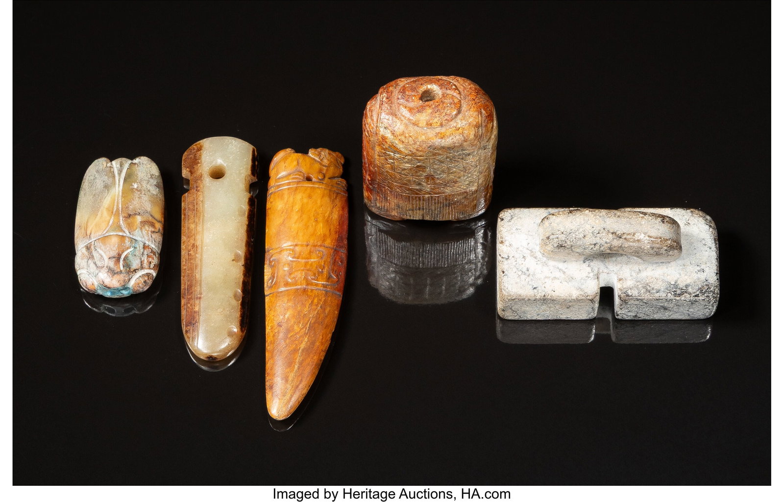 A Group of Five Chinese Archaistic Jade Carvings (1 of 3)