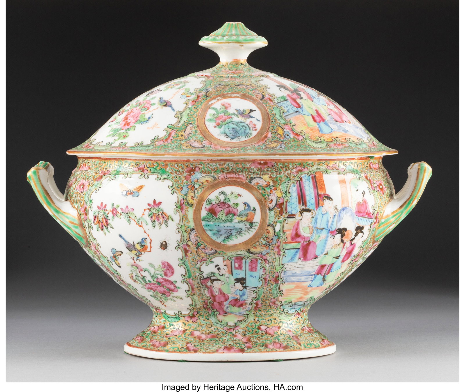 A Chinese Export Rose Medallion Covered Two-Hand: A Chinese Export Rose Medallion Covered Two-Handled Tureen, 19th century 10-1/2 x 12-1/2 x 7-1/4 inches (26.7 x 31.8 x 18.4 cm) HID03101062020 © 2