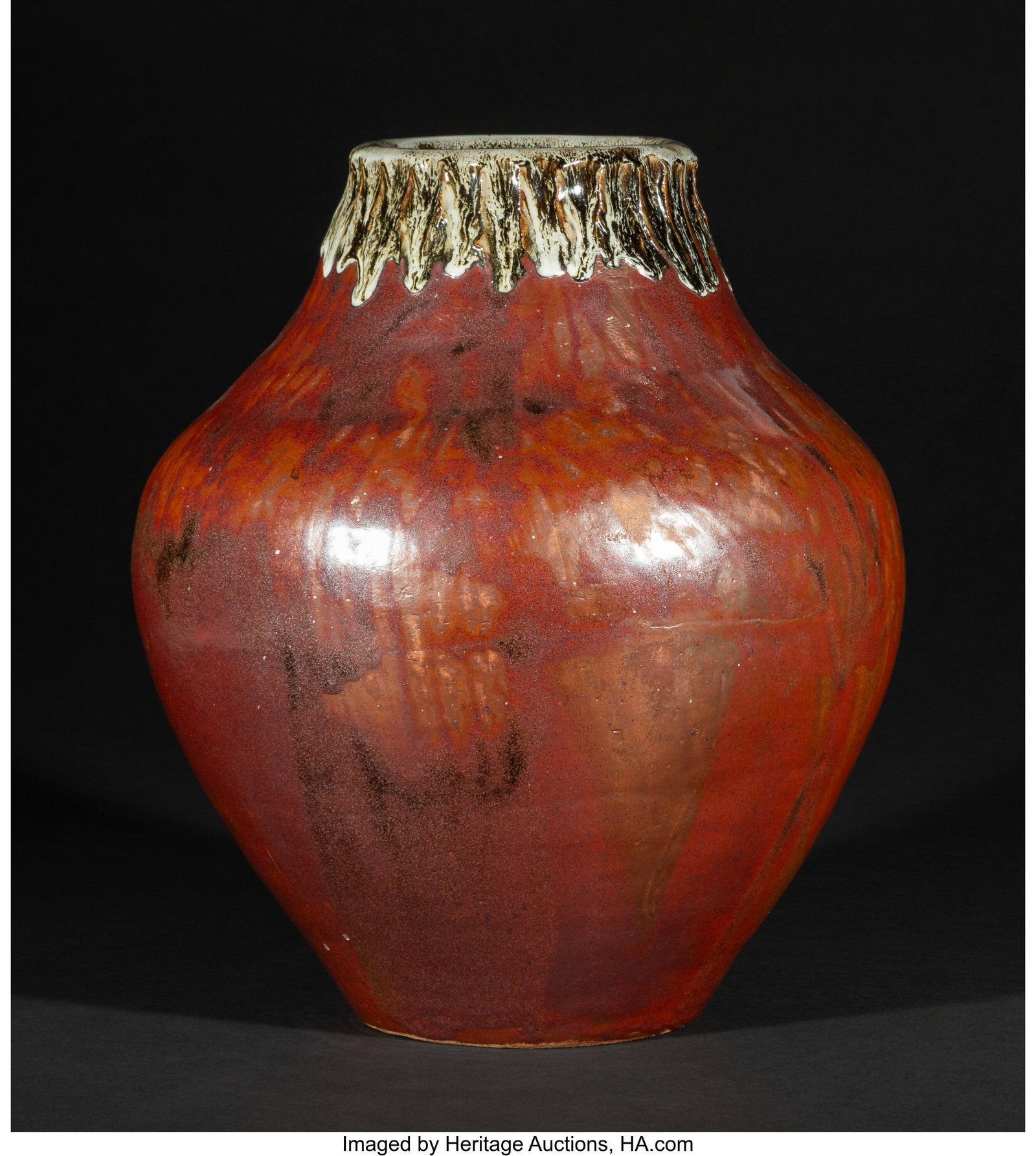 An Asian Glazed Stoneware Vase 15-1/2 x 12 x 12  (1 of 2)
