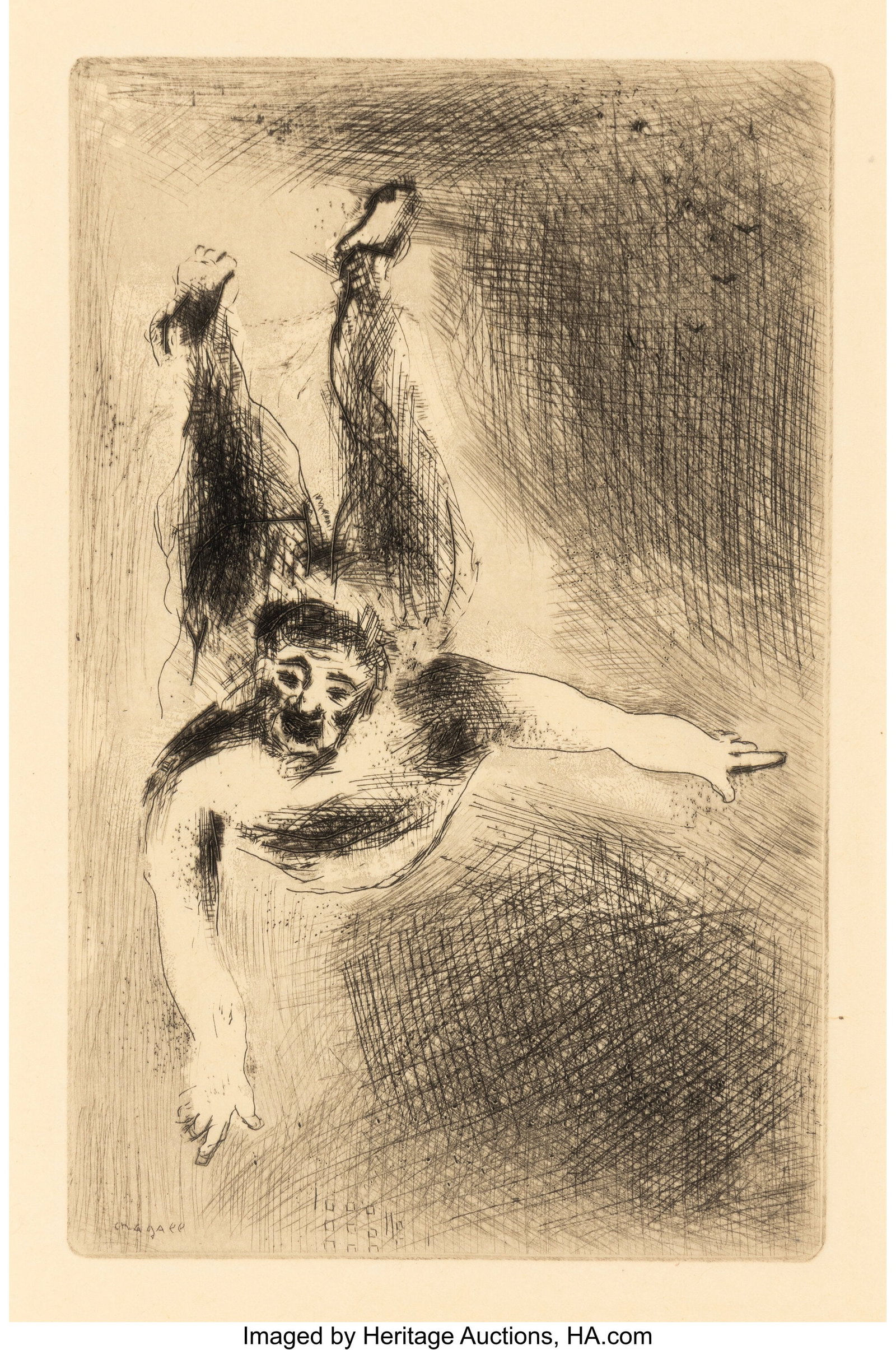 Marc Chagall (French/Russian, 1887-1985) Colère: Marc Chagall (French/Russian, 1887-1985) Colère II from Les sept péchés capitaux, 1925, published 1926 Etching, aquatint, and drypoint 