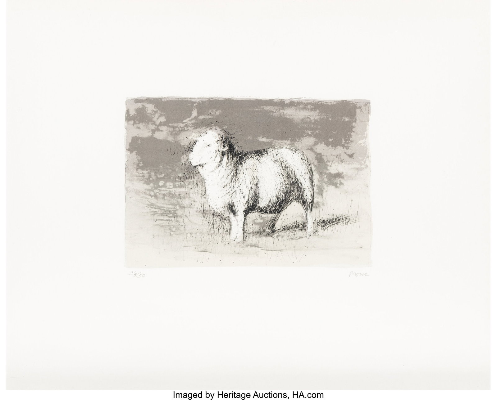Henry Moore (British, 1898-1986) Sheep in Stormy (1 of 2)