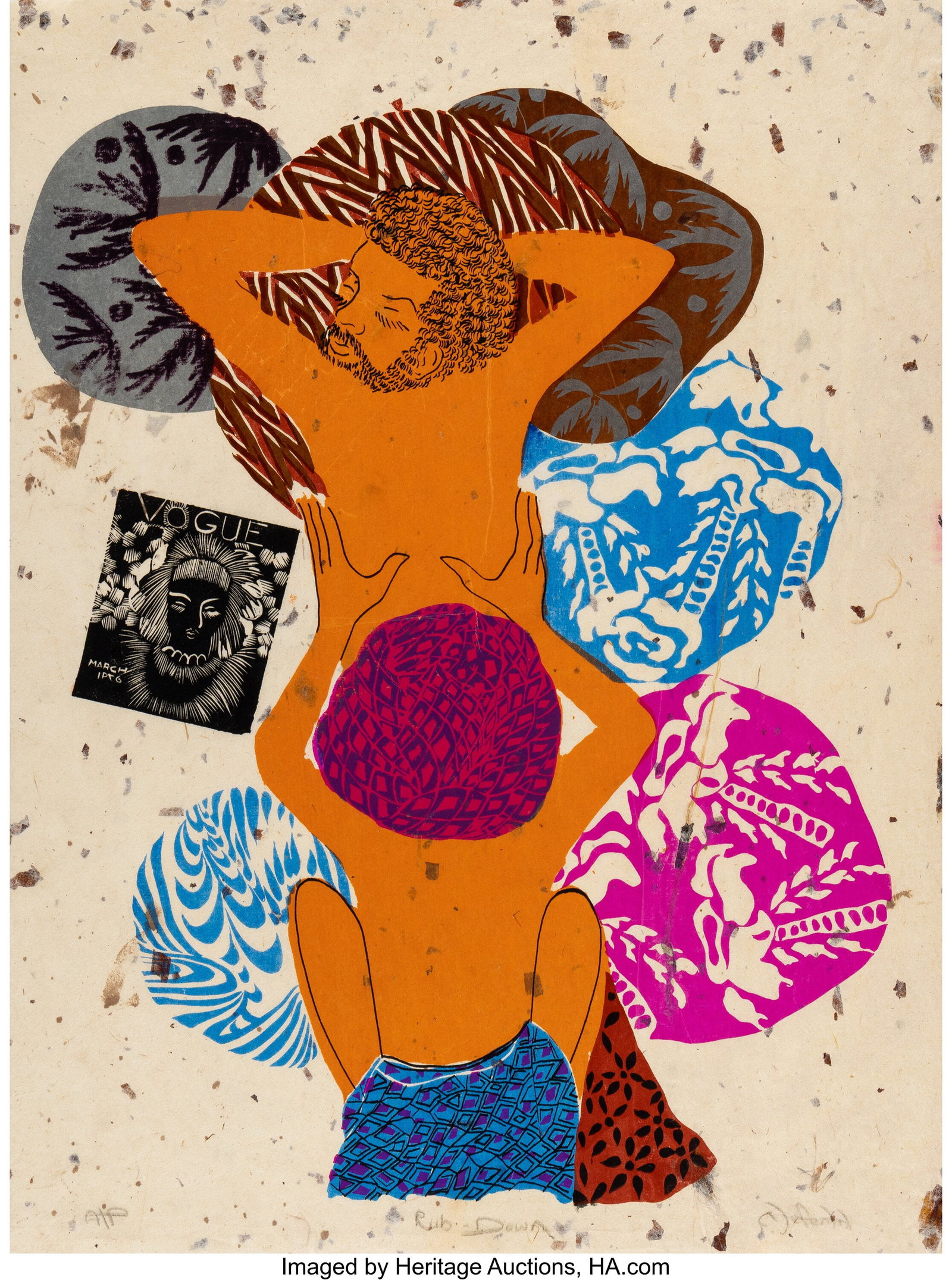 Nefertiti Goodman (American, b. 1950) Rub Down, : Nefertiti Goodman (American, b. 1950) Rub Down, 1976 Lithograph in colors on hand-made paper 23-1/2 x 17-3/4 inches (59.7 x 45.1 cm) (