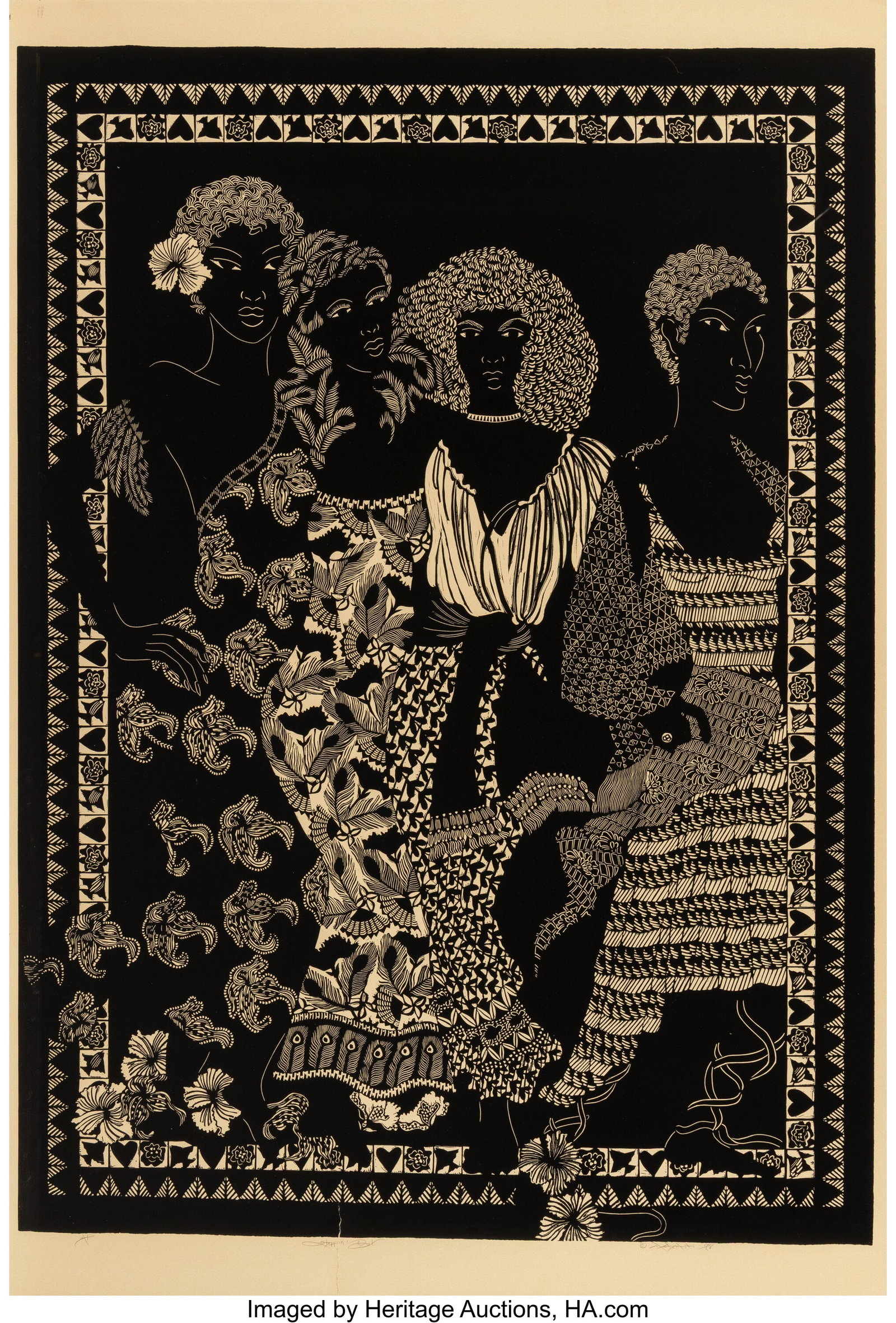Nefertiti Goodman (American, b. 1950) Steppin' O: Nefertiti Goodman (American, b. 1950) Steppin' Out, 1978 Linocut on B.F.K. Rives paper 44-1/4 x 30 inches (112.4 x 76.2 cm&rpar
