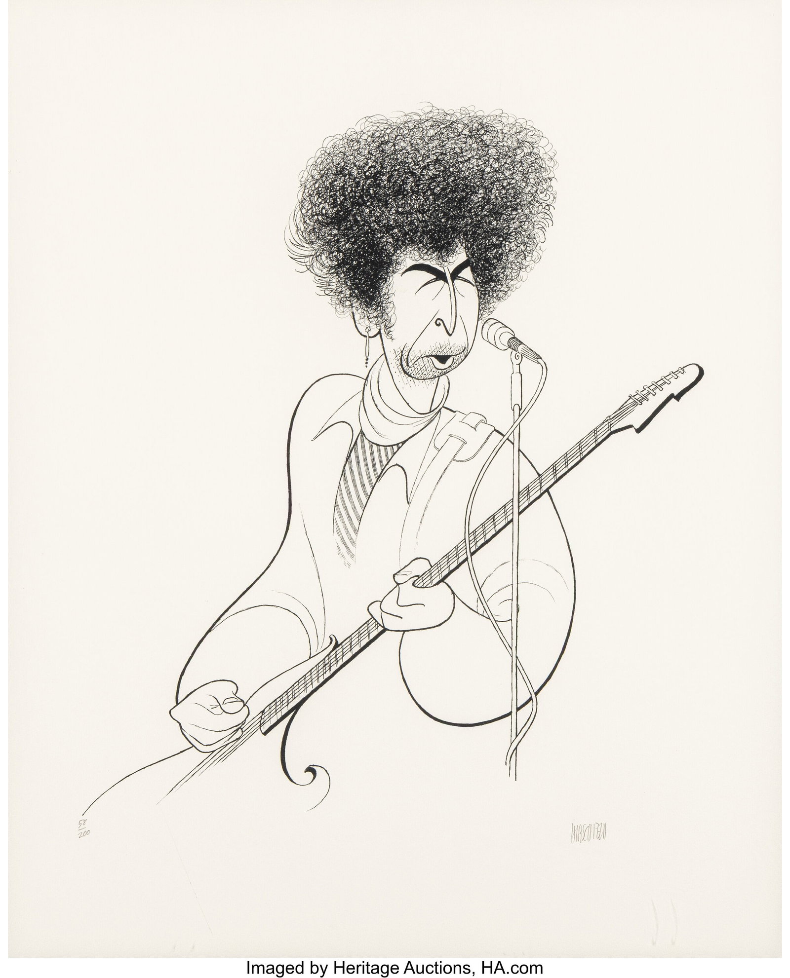 Al Hirschfeld (American, 1903-2003) Bob Dylan, 1 (1 of 3)