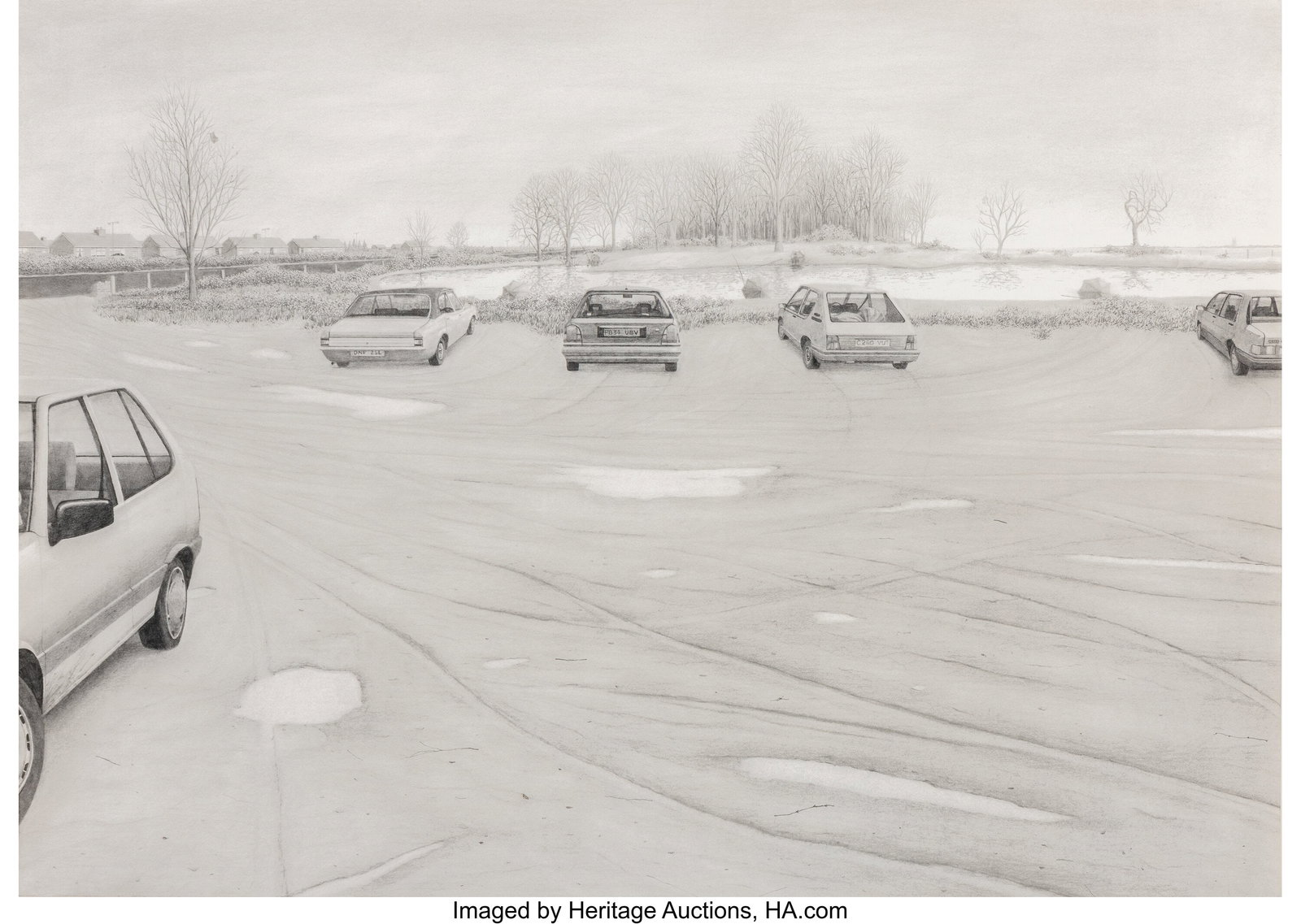 David Rayson (British, b. 1966) Dandows Wood: Th: David Rayson (British, b. 1966) Dandows Wood: The Fishing Pond, 1999 Pencil on wove paper 19-3/4 x 30-1/2 inches (50.2 x 77.5 cm)