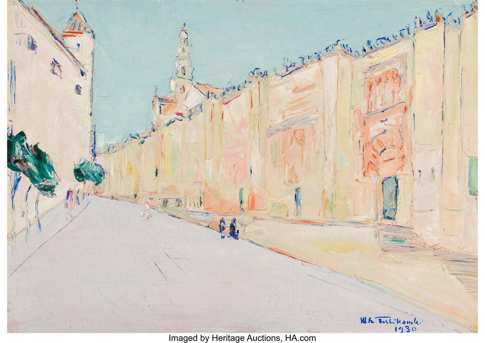 Wlodzimierz Terlikowski (Polish, 1873-1951) Stre: Wlodzimierz Terlikowski (Polish, 1873-1951) Street scene, 1930 Oil on canvas 25-1/2 x 36 inches (64.8 x 91.4 cm) Signed lower right: W Terlikows