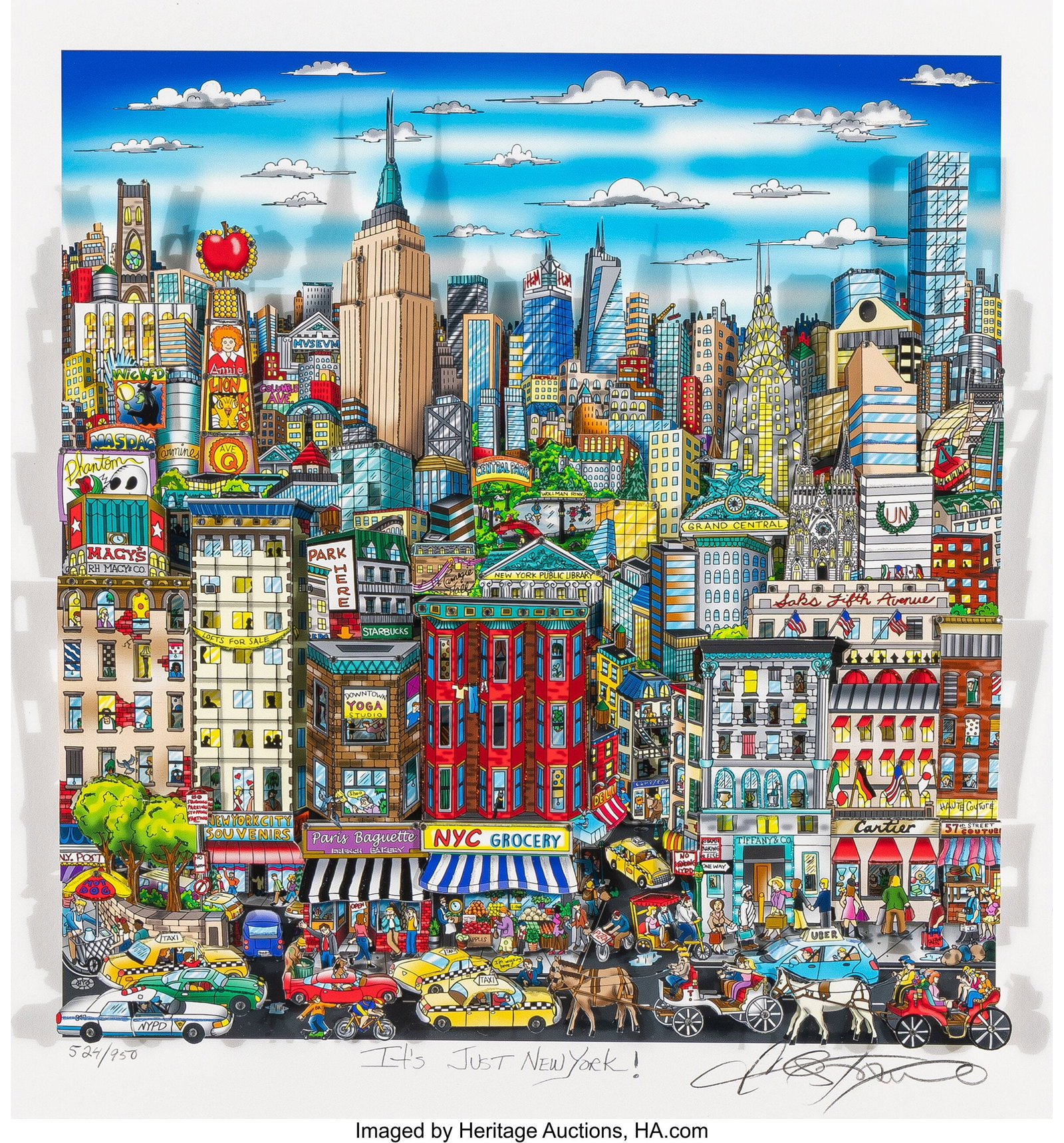 Charles Fazzino (American, b. 1955) Its Just New: Charles Fazzino (American, b. 1955) Its Just New York, 2023 Screenprint in colors with 3-D elements on paper 20-3/8 x 19 inches (51.8 x 48.3 cm&rpar